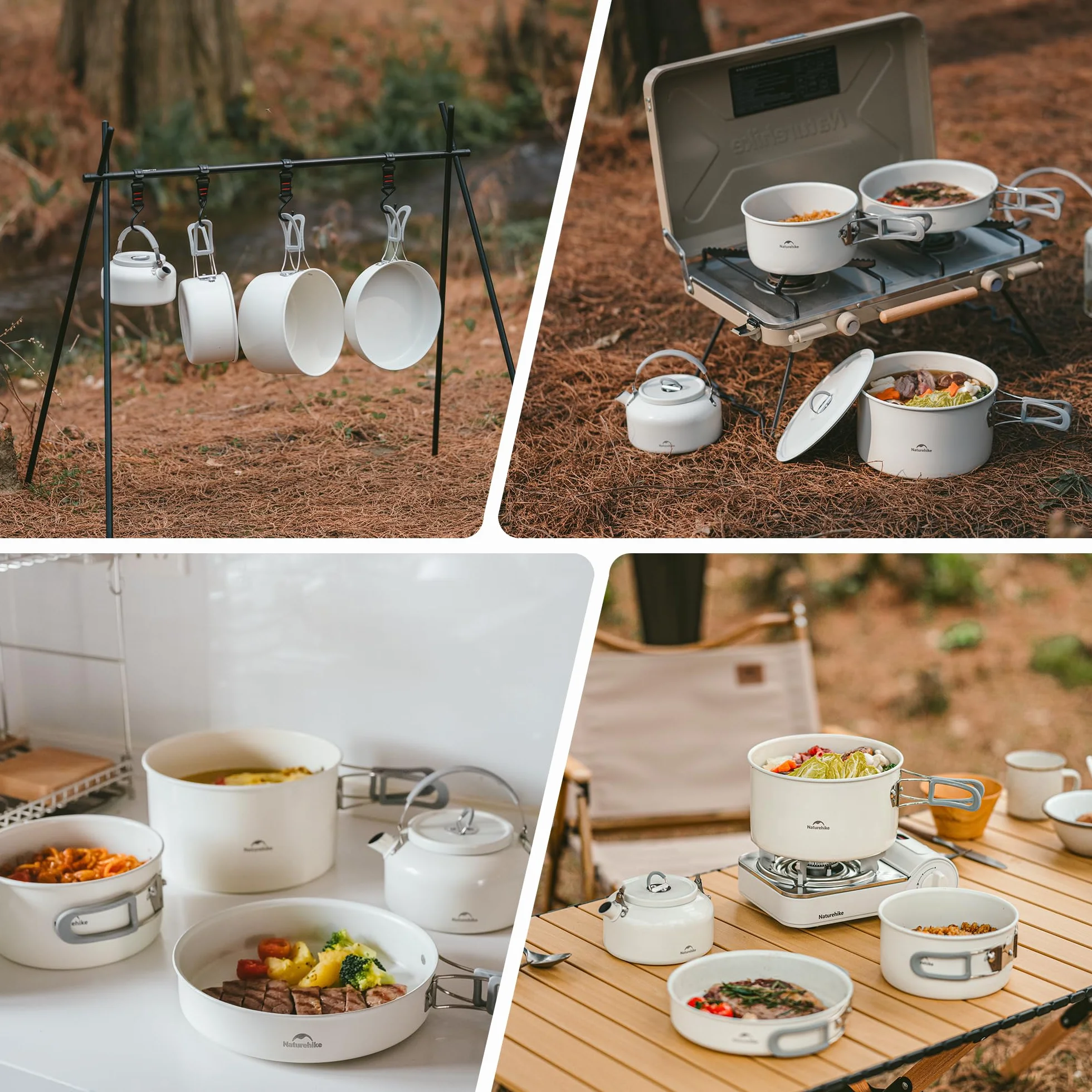 Naturehike zestaw naczyń kempingowych aluminiowych patelnie garnki przenośne