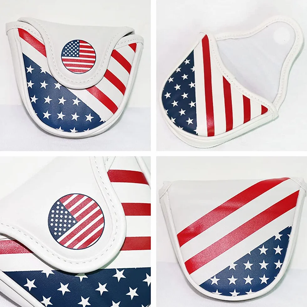 Golf Club Mallet Putter Cover Zamknięcie magnetyczne Kreatywny wzór flagi USA Golf Miotacz Headcover - Golf Putter Headcover Guard Impermeabile Golf Putter Protection Covers