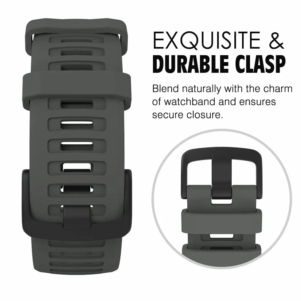 MoKo Strap Compatible with Garmin Instinct/Instinct Solar/Tactical/Instinct 2 GPS Smartwatch, 22mm Soft Silicone Sport Replacement Watch Band Wristband