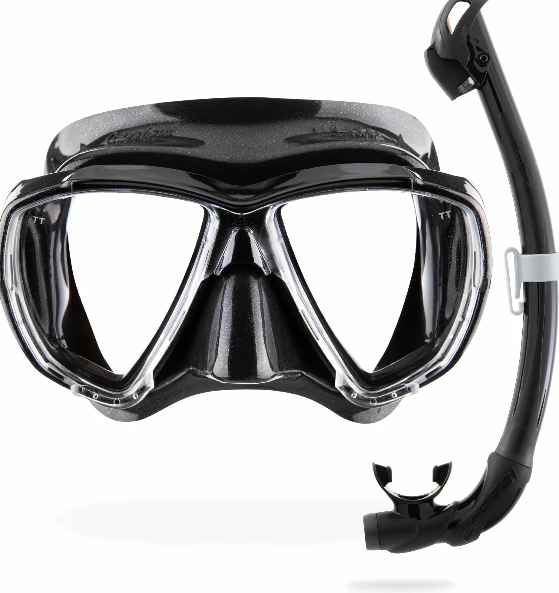 CRESSI Big Eyes Seal Dry Combo Black/Black Diving Snorkeling Mask Snorkel Set for Adults