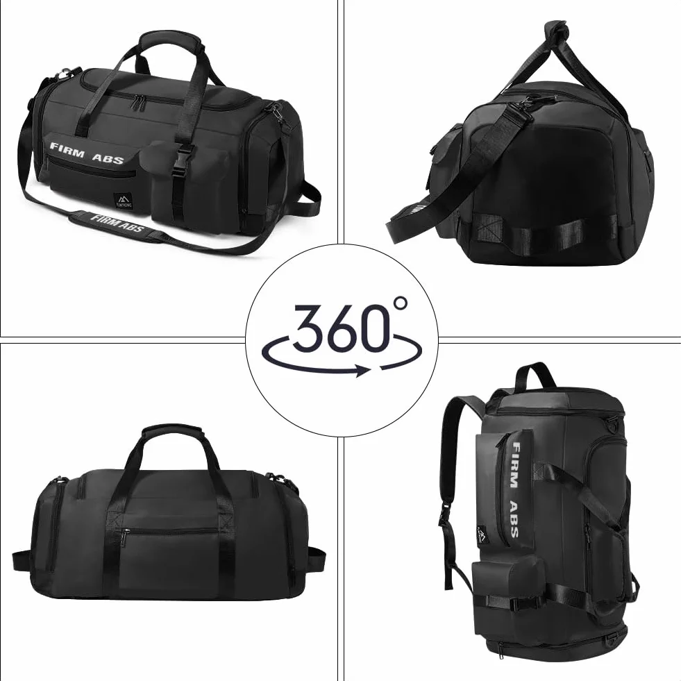 Flintronic Torba sportowa 65 l z kieszenią na buty, funkcja plecaka, czarny