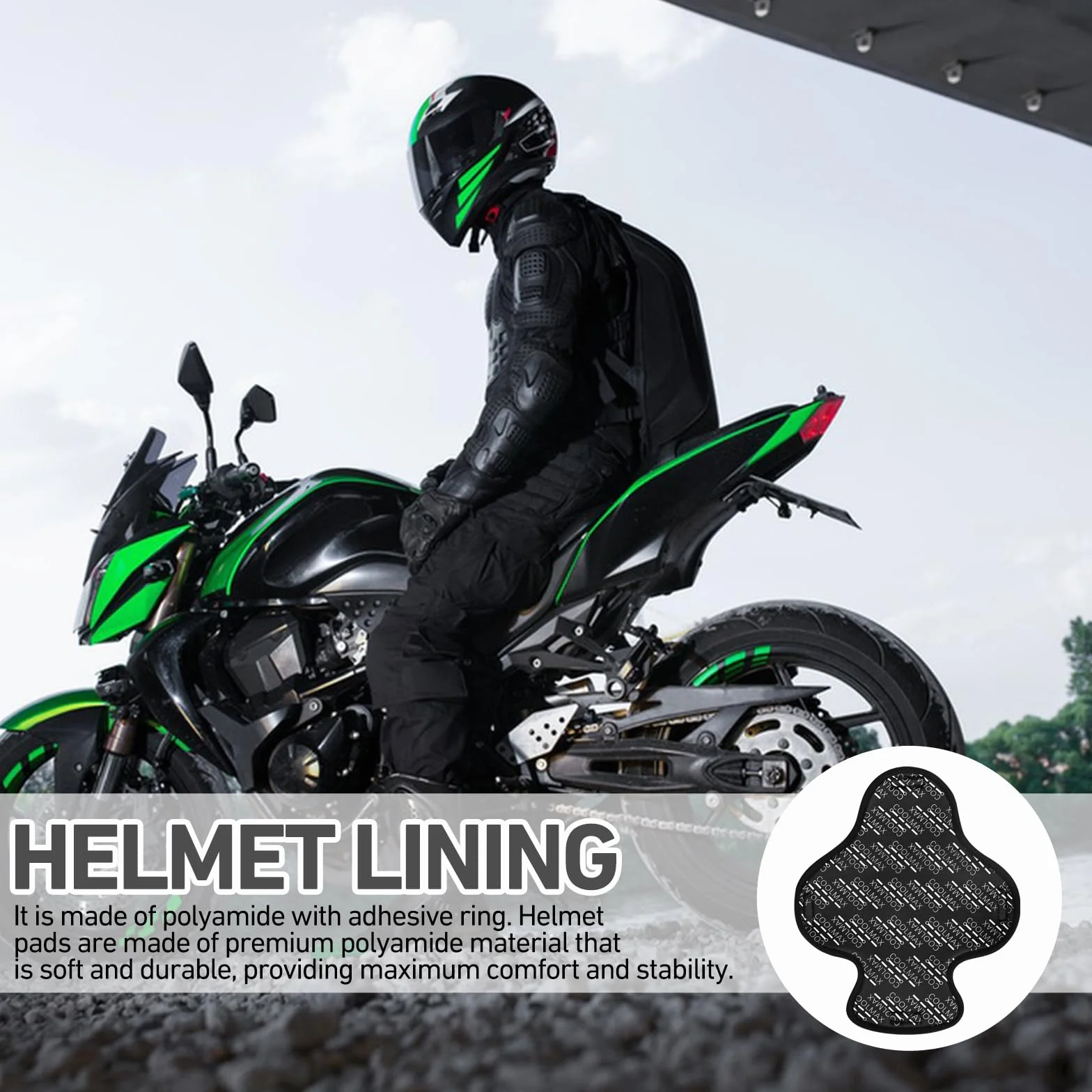2 poduszki na kask, zamiennik wyściółki na kask rowerowy, ochrona głowy 360°, absorbuje pot, wyściółka kasku motocyklowego, może być zastąpiona podczas wyścigów motocyklowych