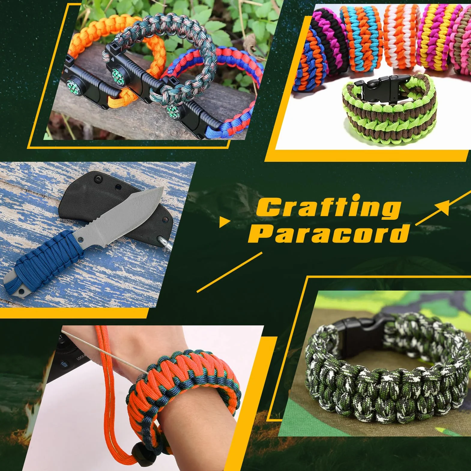 VABNEER Paracord 4 mm, 9 rdzeni, 48 m, zestaw Paracord, 4 rolki typu III, nylonowe sznurki do 295 kg, do bransoletek, breloczków, obroży dla psów, survival, długość całkowita 35 m
