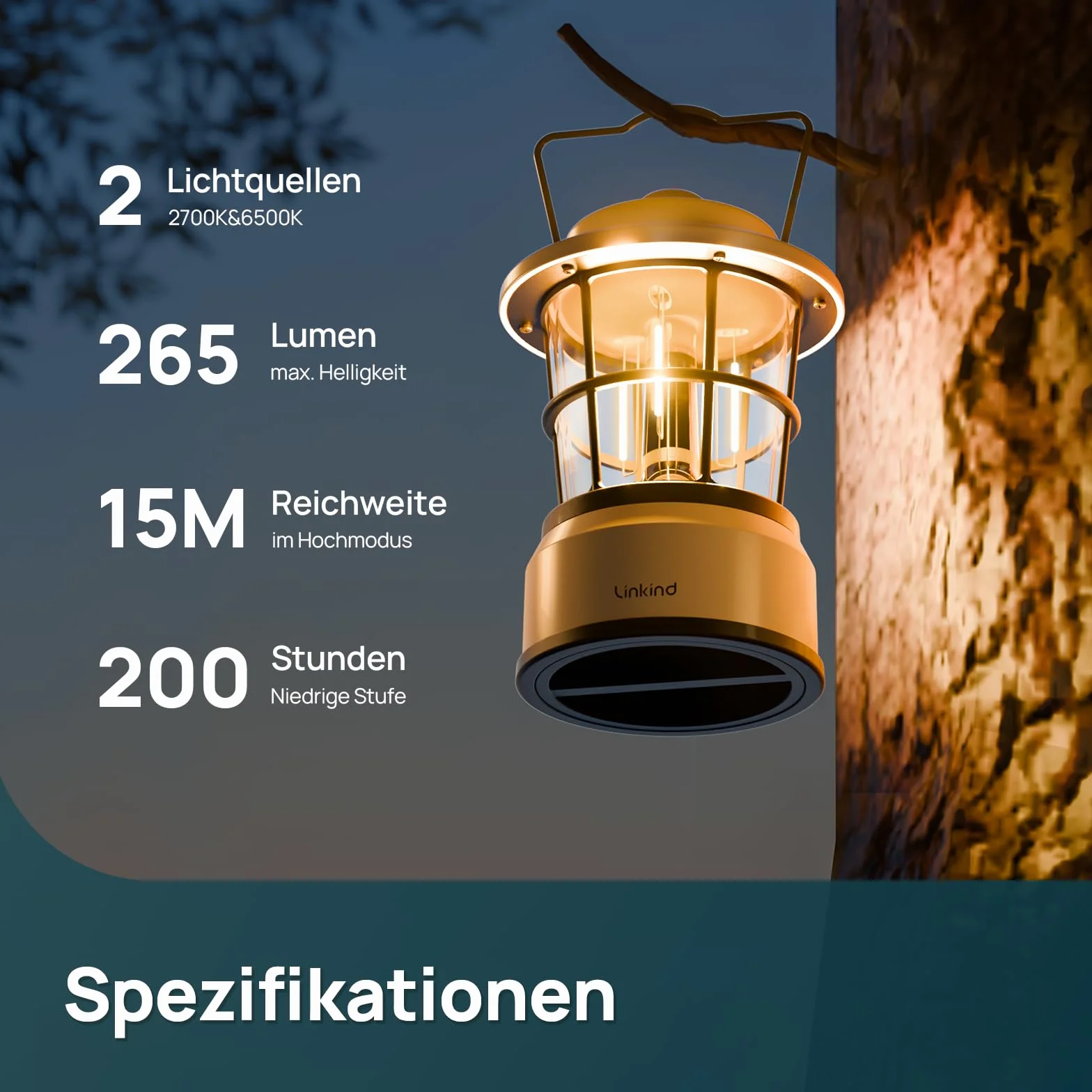 Linkind Latarnia LED retro zasilana bateriami 2 sztuki