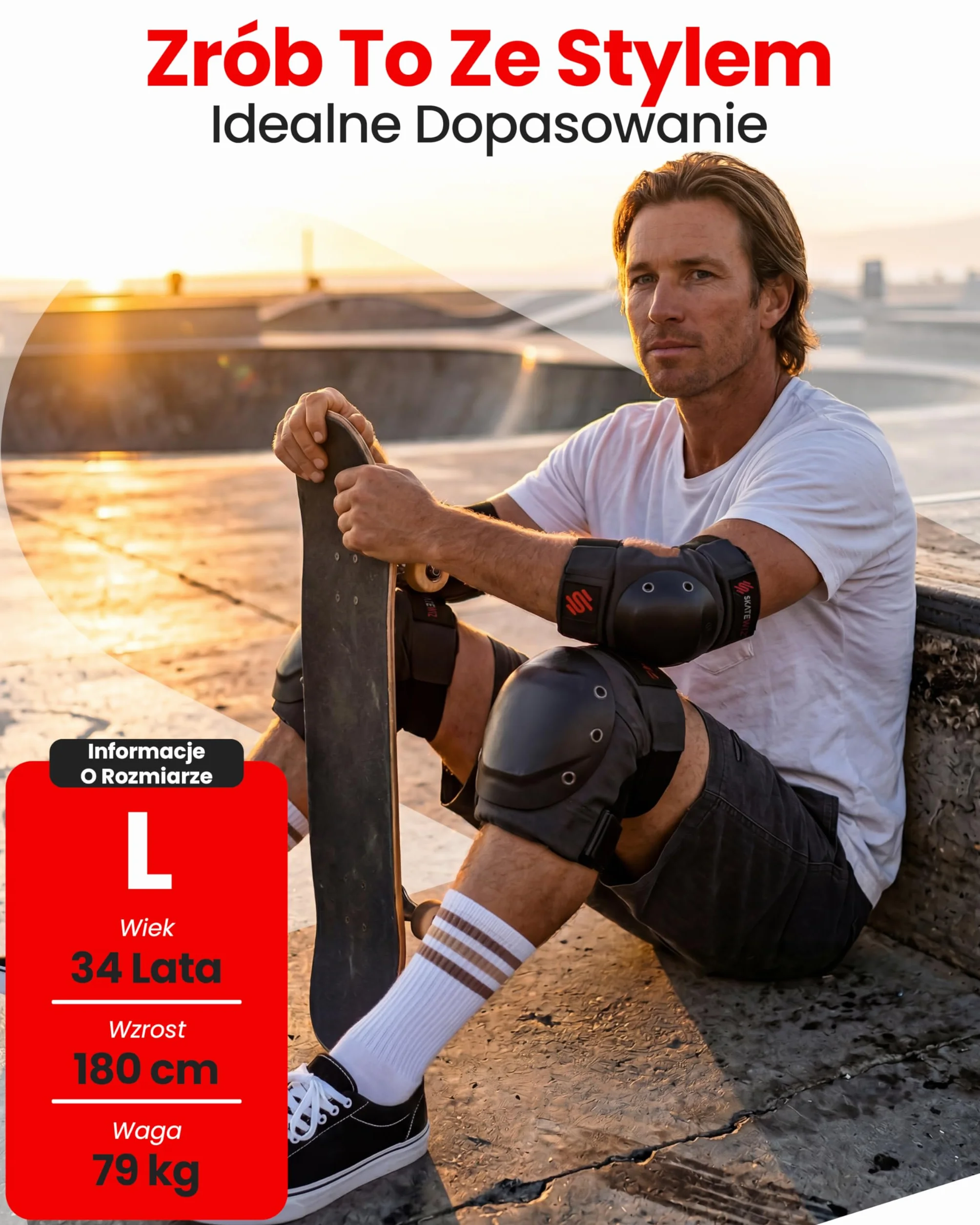 SKATEWIZ Ochraniacze on rollki of the dorosłych and młodzieży z neoprenowymi rękawami - Zestaw ochraniaczy [6 szt.] SHIELD, opracowany przez niemieckiego producenta