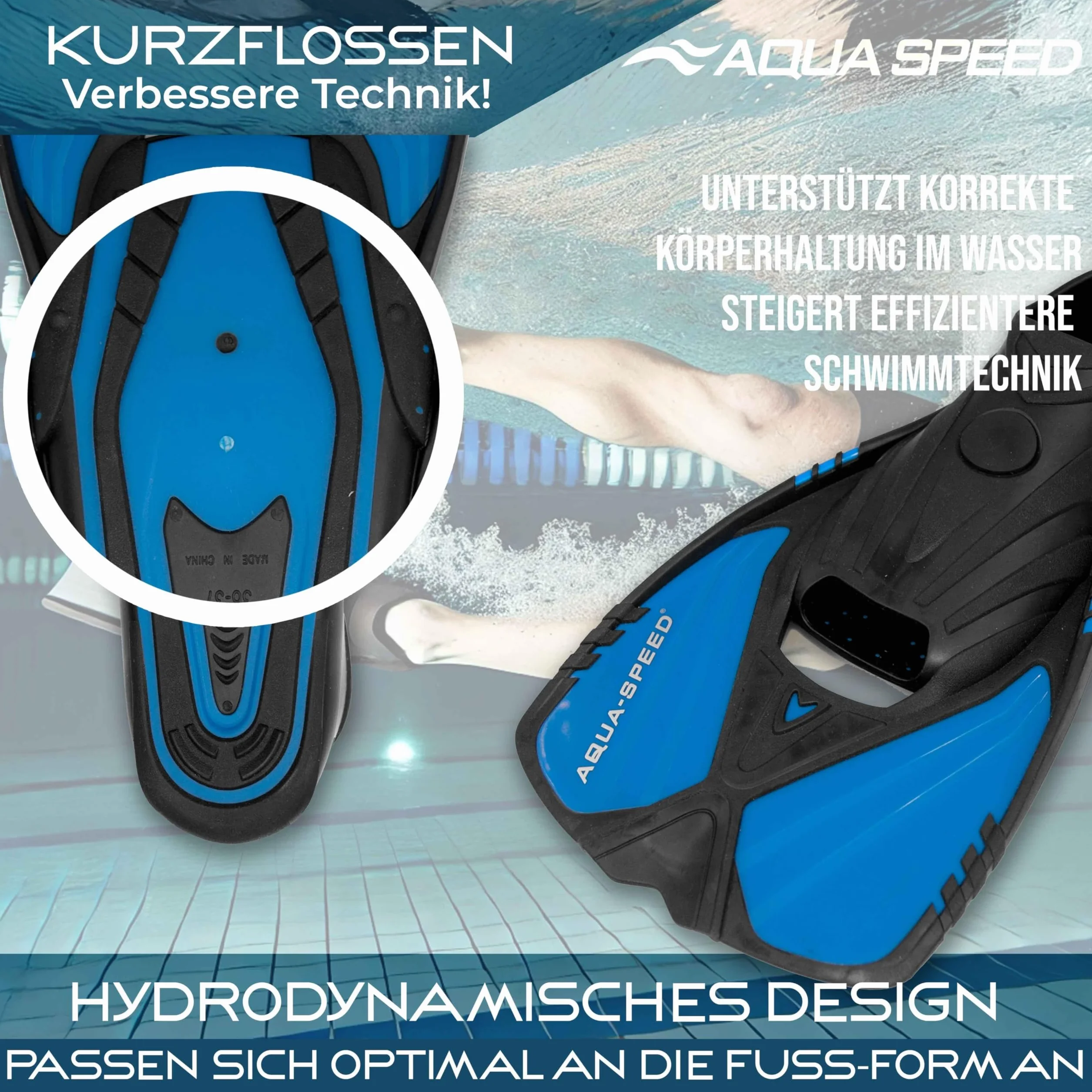 Aqua Speed ACTION Adult Diving Fins | Swimming Fins | Snorkelling Fins | Training Fins | Heel | Tabs | Anti-Slip | Ergonomic