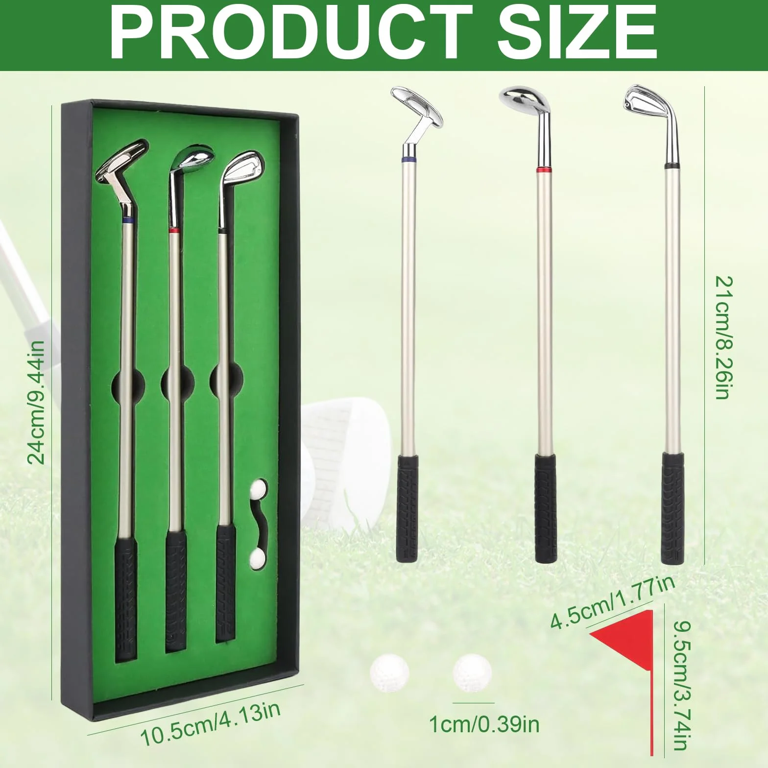 Zestaw długopisów do klubu golfowego, mini zestaw kija golfowego, prezent dla fanów golfa, rozrywka biurowa, 3 kije do długopisu golfowego, z małą flagą i 2 piłkami