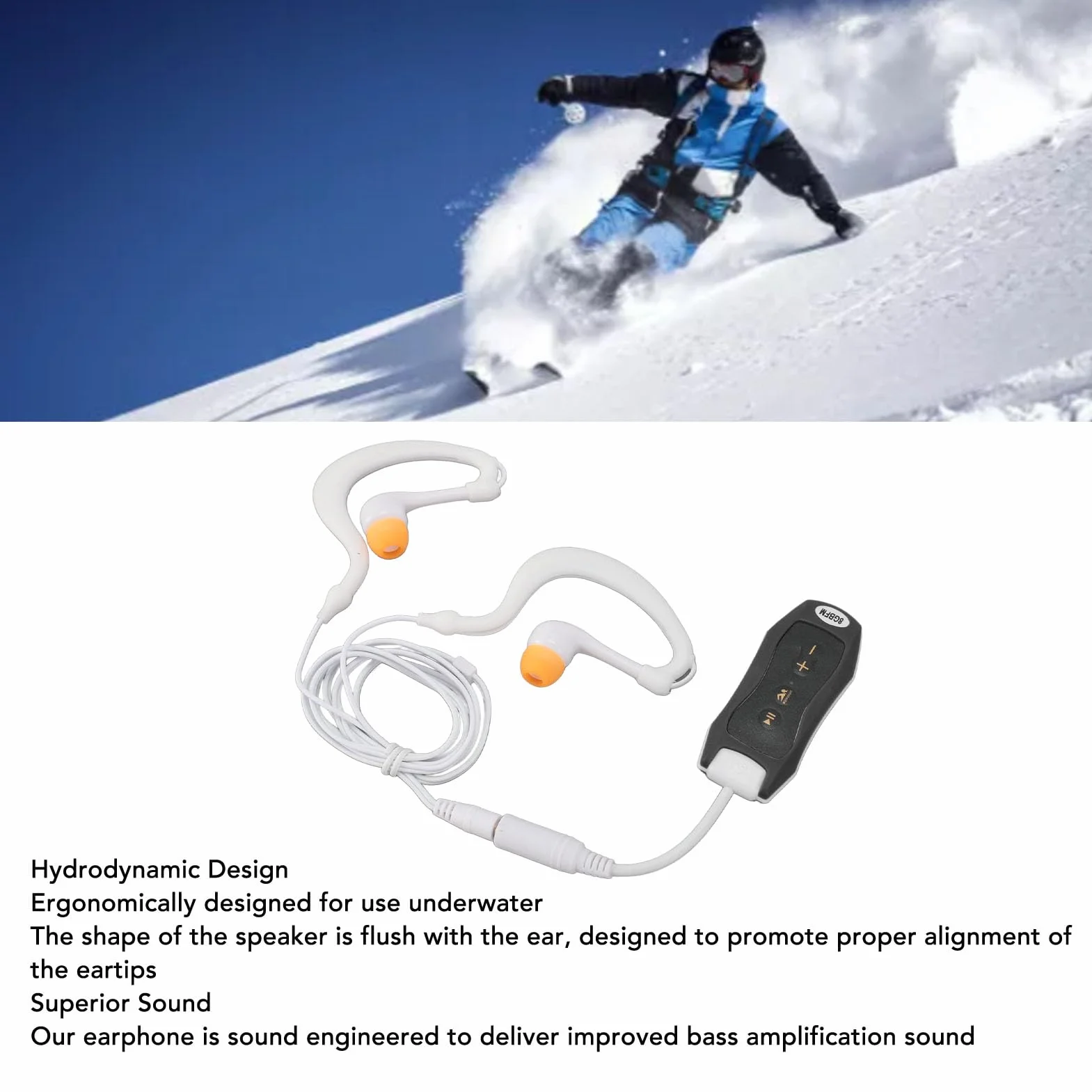 Wodoodporny Odtwarzacz MP3 do Pływania, Słuchawki do Pływania IPX8, Podwodny Odtwarzacz Muzyki z możliwością ładowania Przez USB do Pływania, Biegania, Jazdy na Rowerze (BLACK)