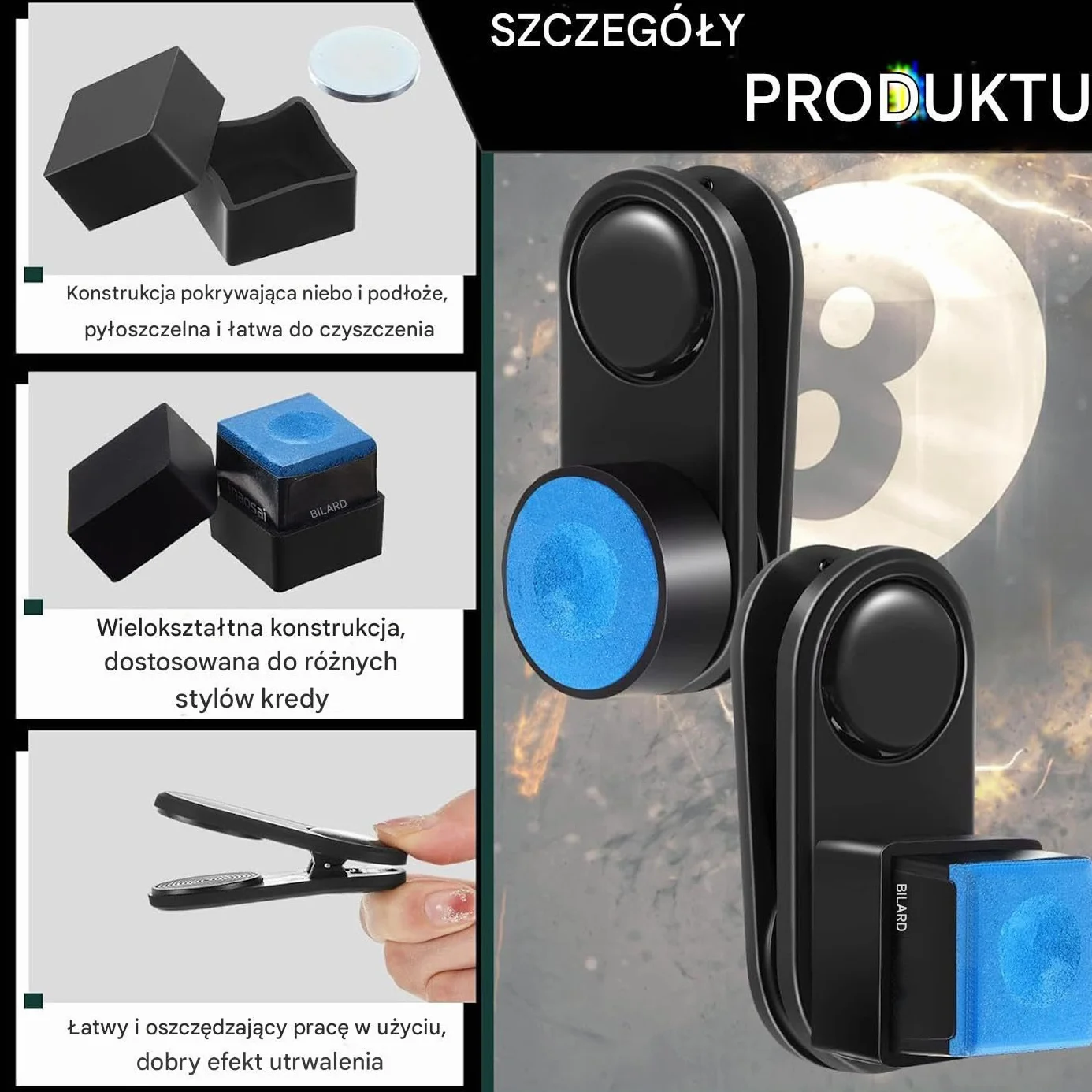 Przybornik Na Kredę Bilardową - Magnetyczny pojemnik na kredę do kija bilardowego,Akcesoria Treningowe Sportów Bilardowych Bez Wyciekań Do Domowego Salonu Baru Klubu