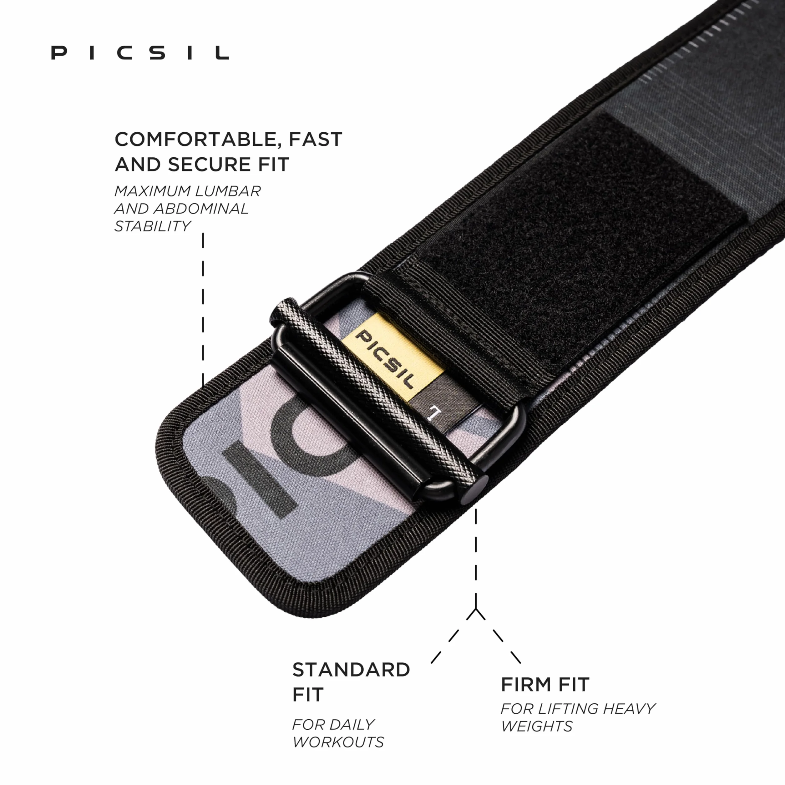 PICSIL LockPro Neoprenowy pas ciężarowy do podnoszenia z podwójną regulacją do cross training i powerlifting