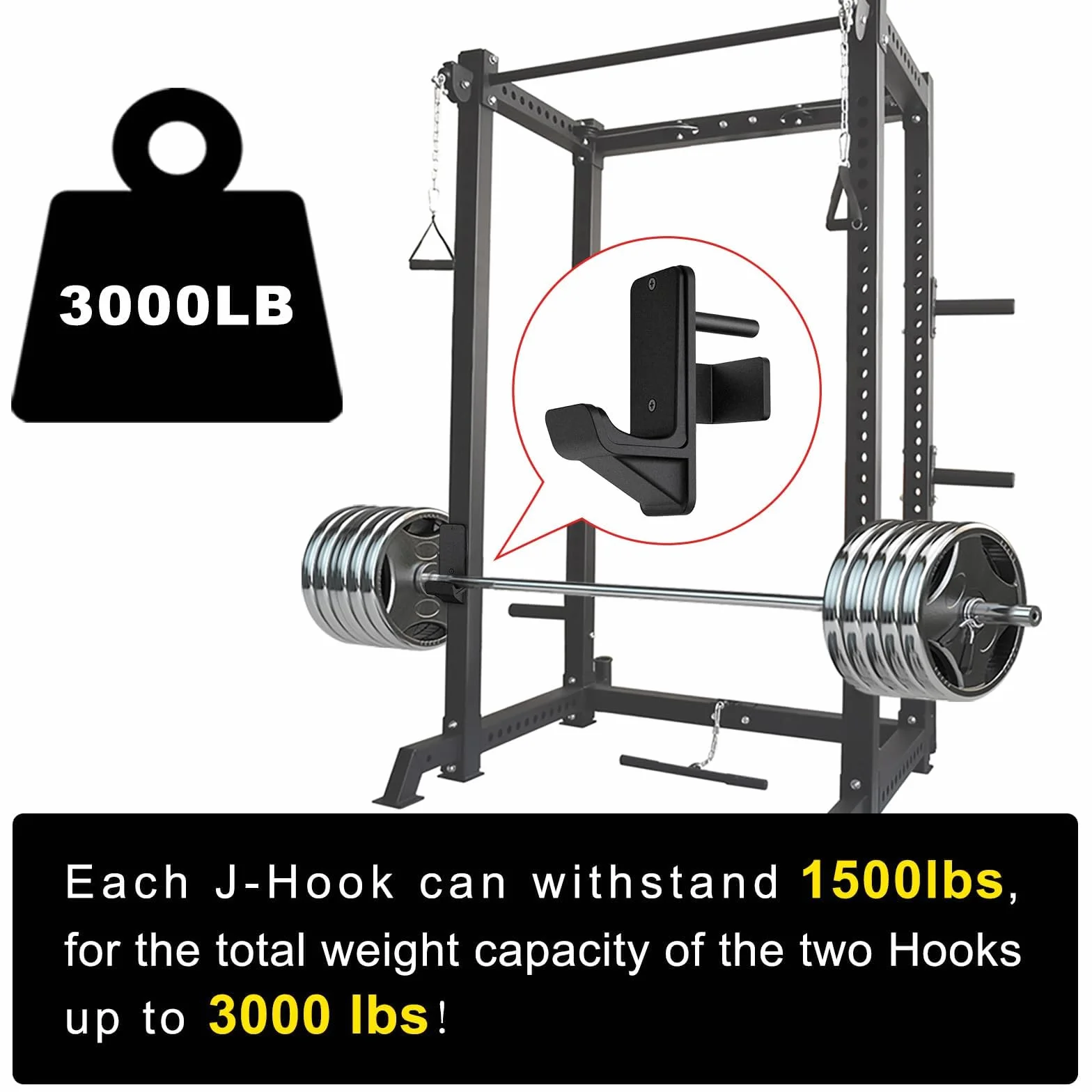 Kipika Haczyki J do stojaka Power Rack 5 cm x 5 cm - dolne wzmocnione stalowe haczyki z gumową podkładką - zestaw 2 szt
