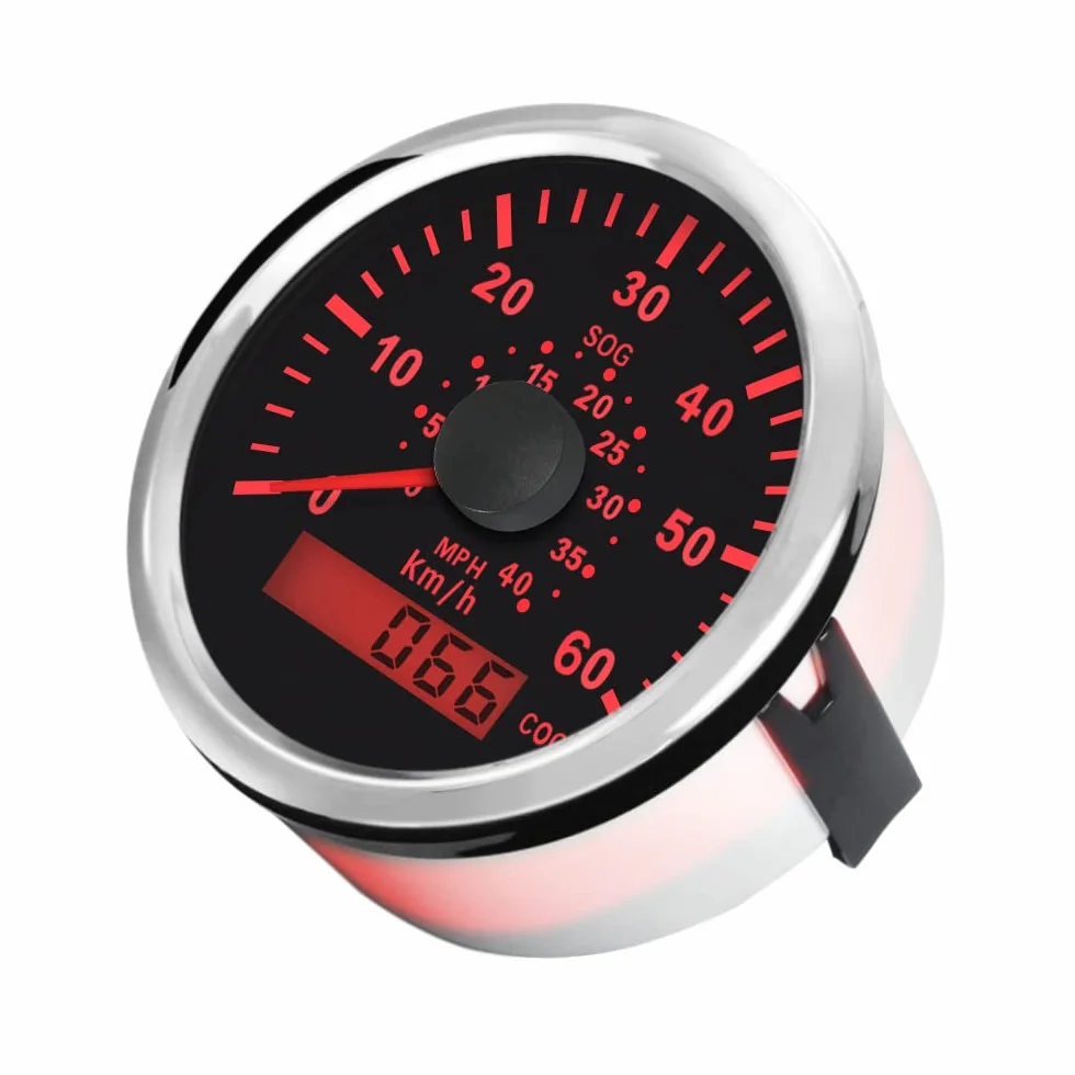 ELING 3-3/8 cala (85 mm) prędkościomierz GPS 60 km / H 40 MPH wskaźnik prędkości do statków jachtowych z podświetleniem (60 km / H BS)