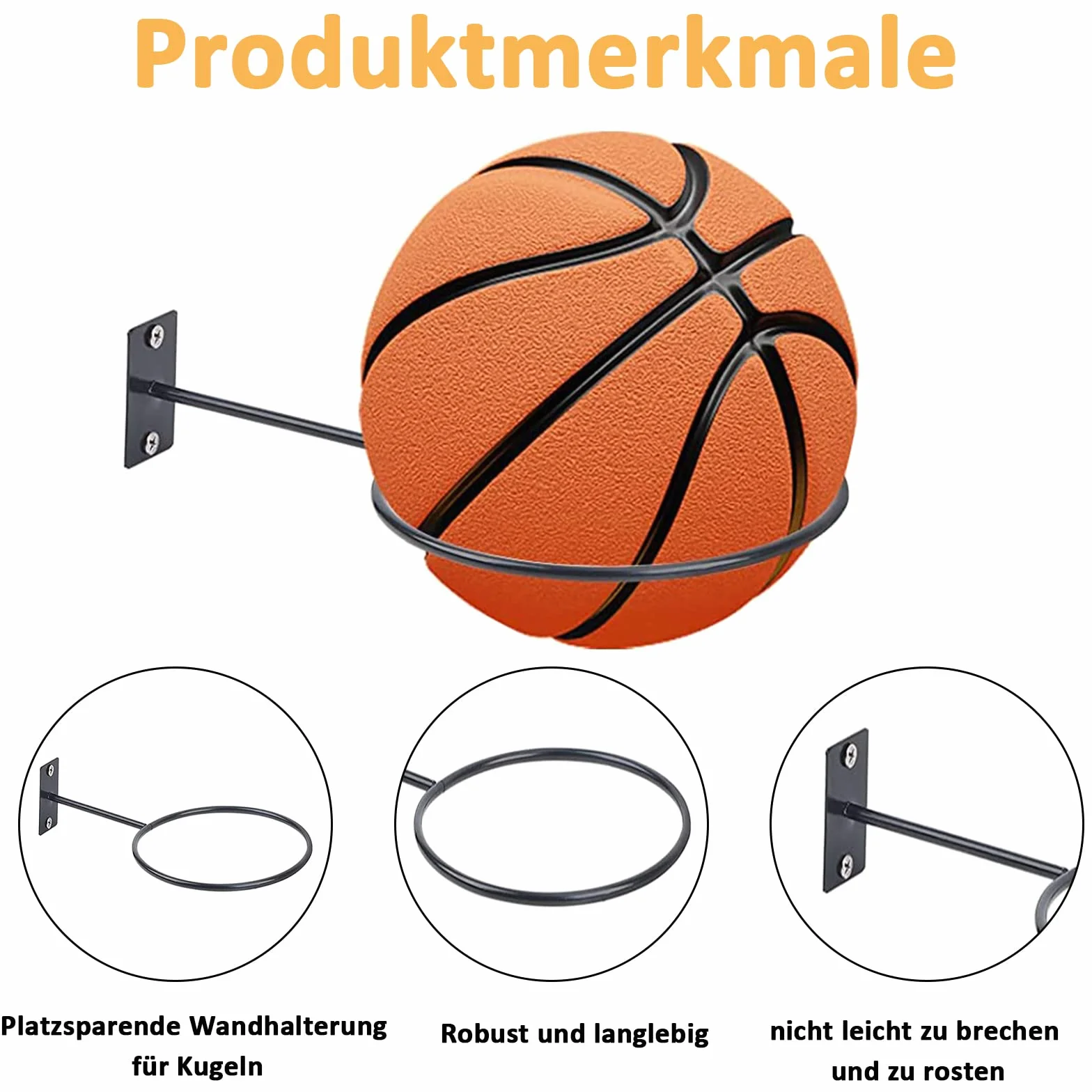 Uchwyt ścienny Ball Rack, 8 sztuk zamontowanych uchwytów ściennych, z 16 śrubami i 16 rurami rozszerzającymi