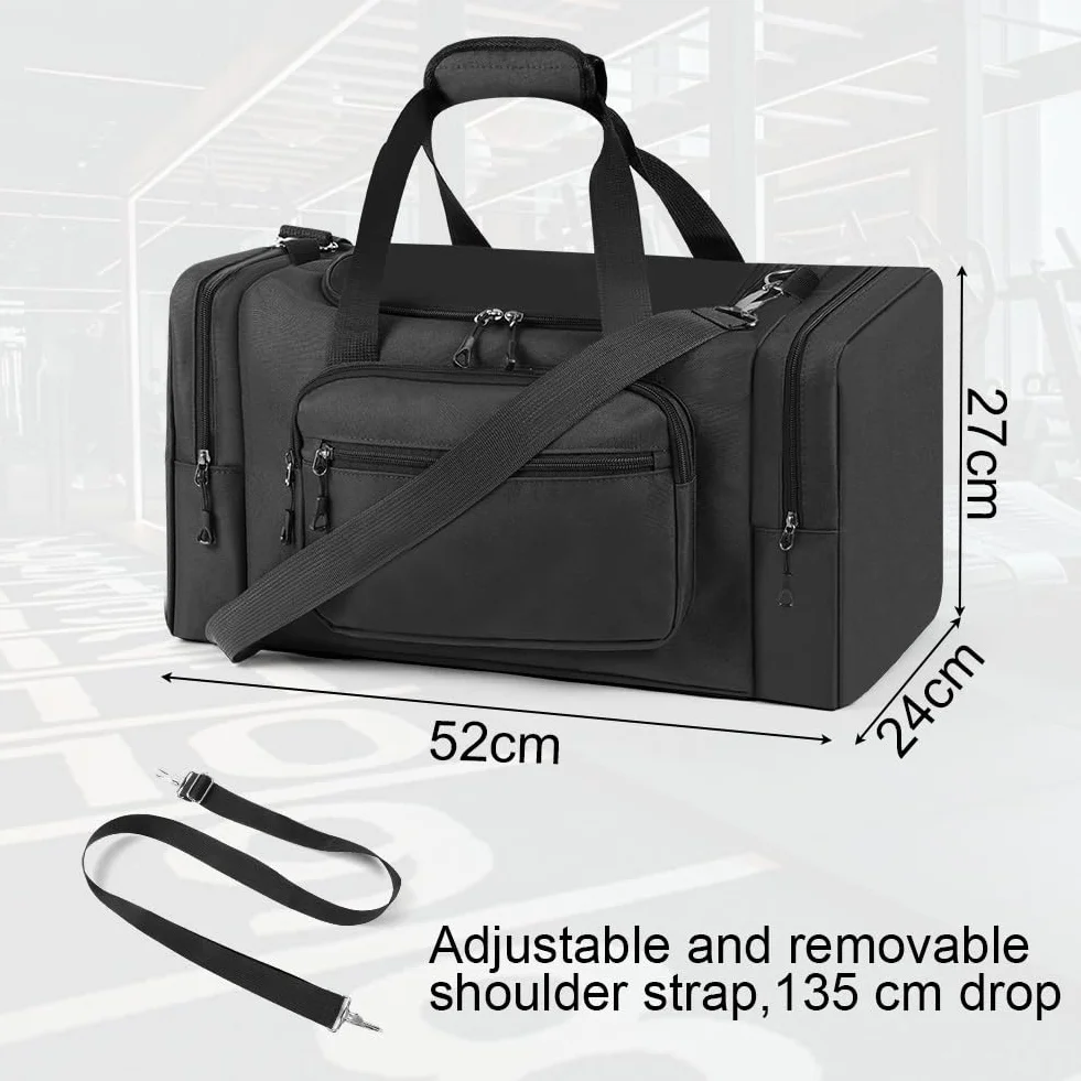 OSDUE Torba sportowa, torba na siłownię dla kobiet i mężczyzn, 35 l wodoodporna torba podróżna na sporty z paskiem na ramię, torba na noc, torba weekendowa na siłownię, podróże, pływanie, Czarny, 20.5