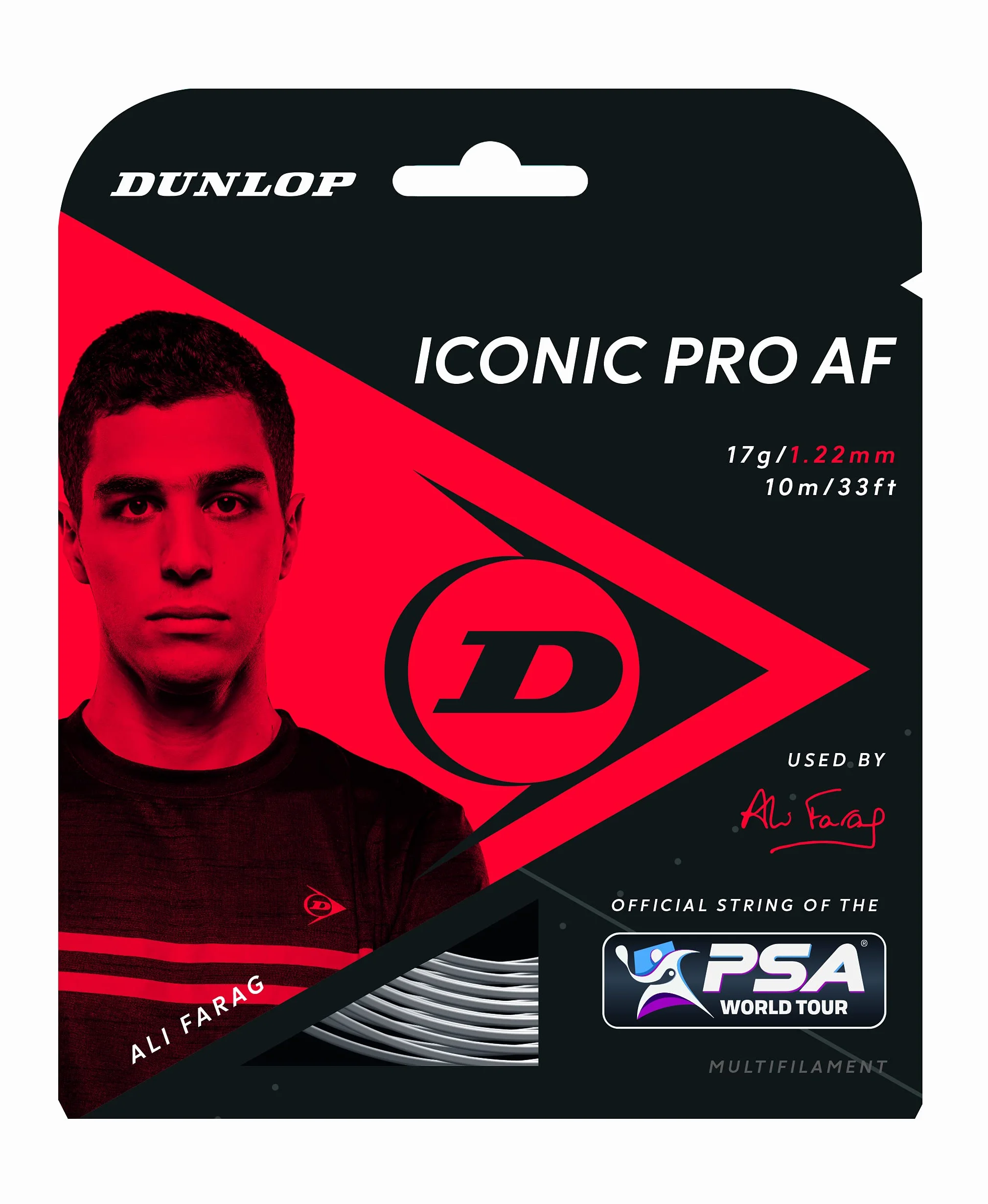 Dunlop Iconic Pro Squash Racket String, uniseks, dla dorosłych, czarne, jeden rozmiar
