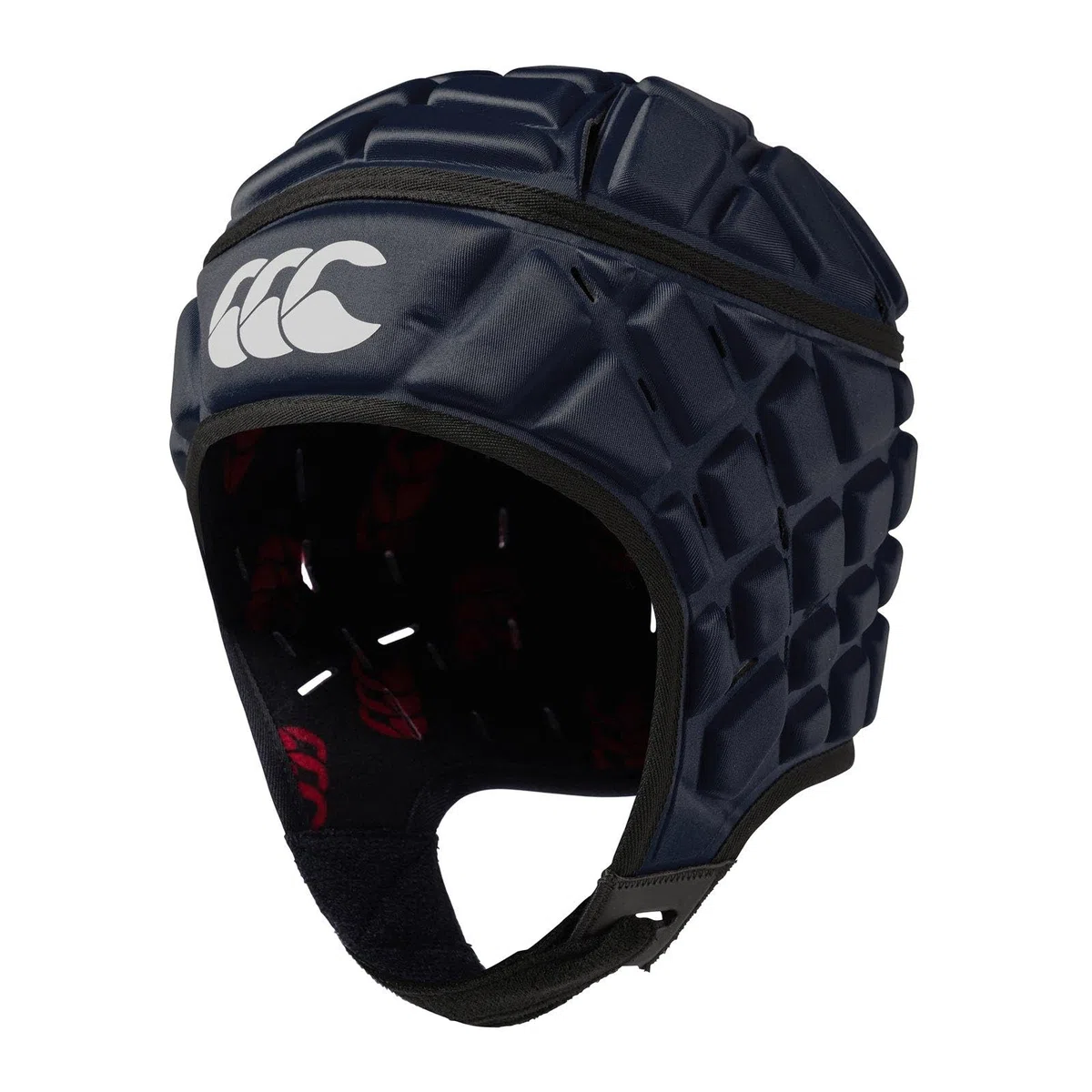 Canterbury Unisex Raze Rugby Headguard | Scrum Cap, pełne pokrycie | pasek pod brodę z miękkimi krawędziami | zaprojektowane otwory wspomagające wentylację | wyściółka piankowa osłona głowy, czerwona