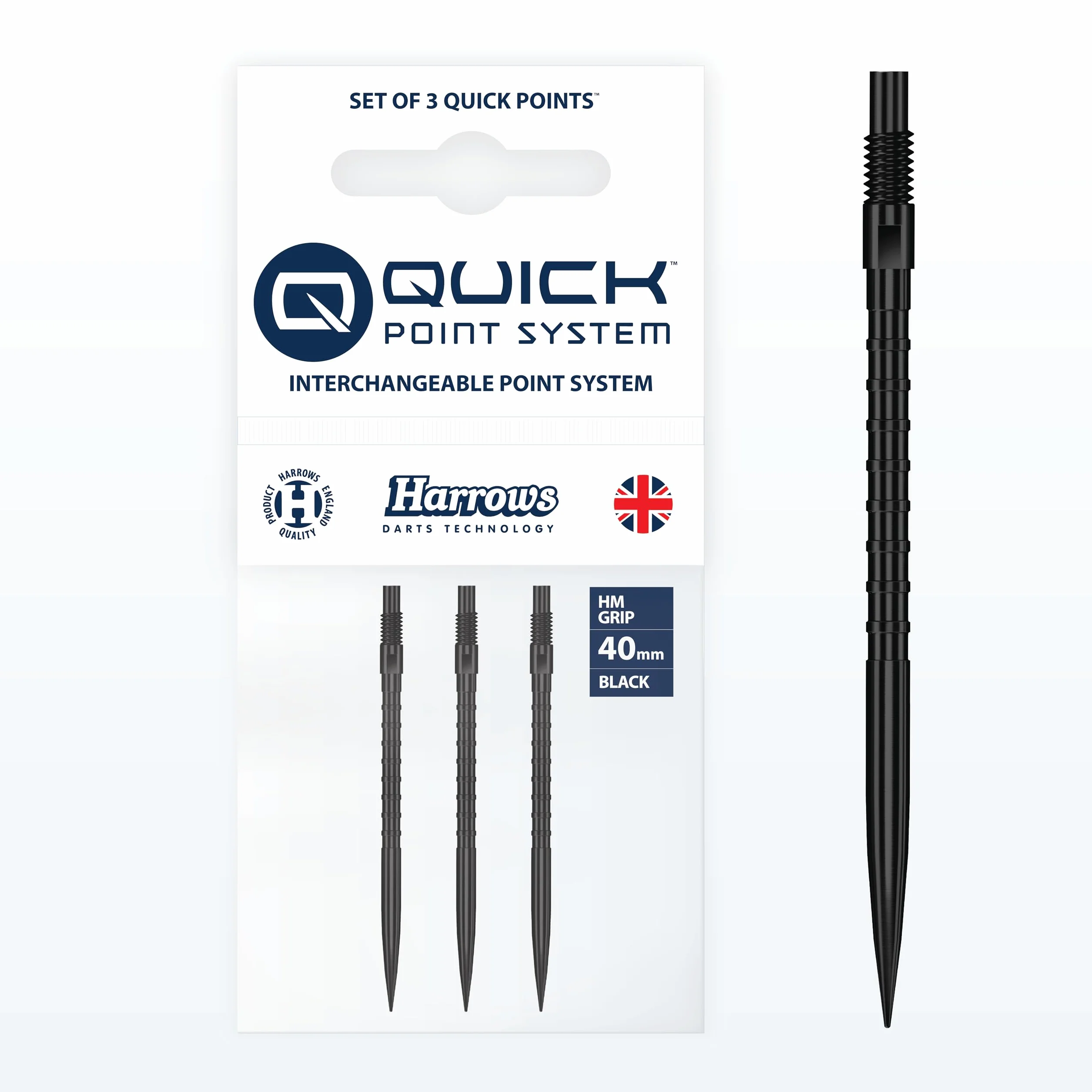 Harrows HM Grip Heavy Metal Quick Points 40 mm czarne punkty do rzutek
