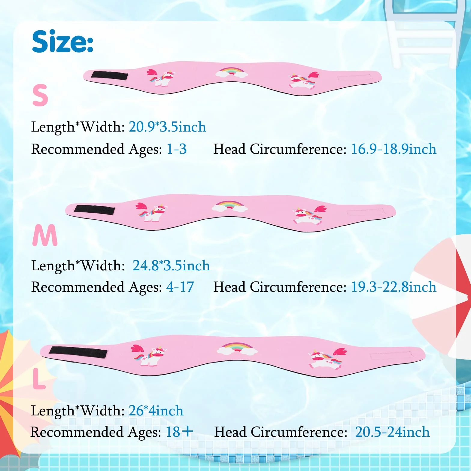 HeySplash Opaska na głowę do pływania dla dzieci, neoprenowa ochrona uszu - różowa