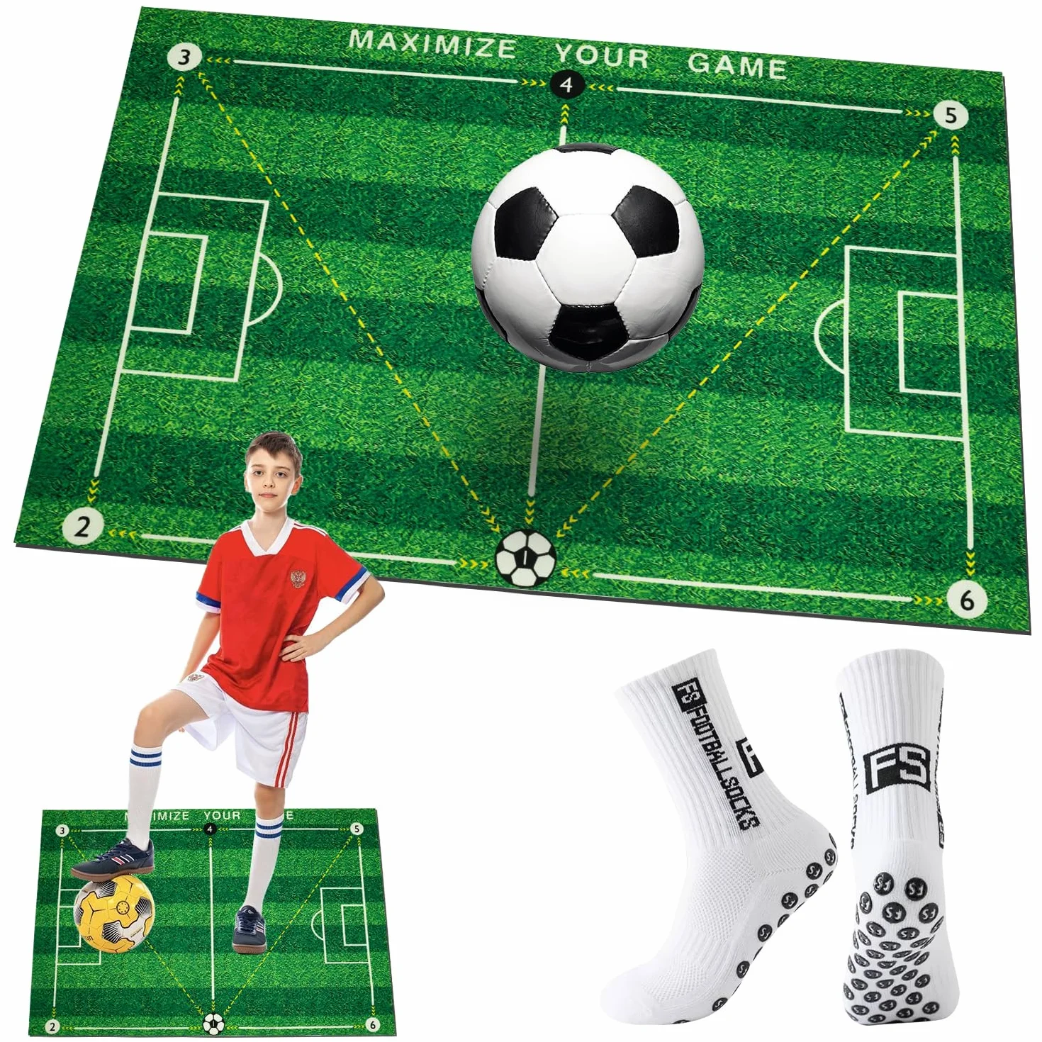 Mata treningowa do piłki nożnej 60x90 cm z kontrolą piłki i skarpetkami