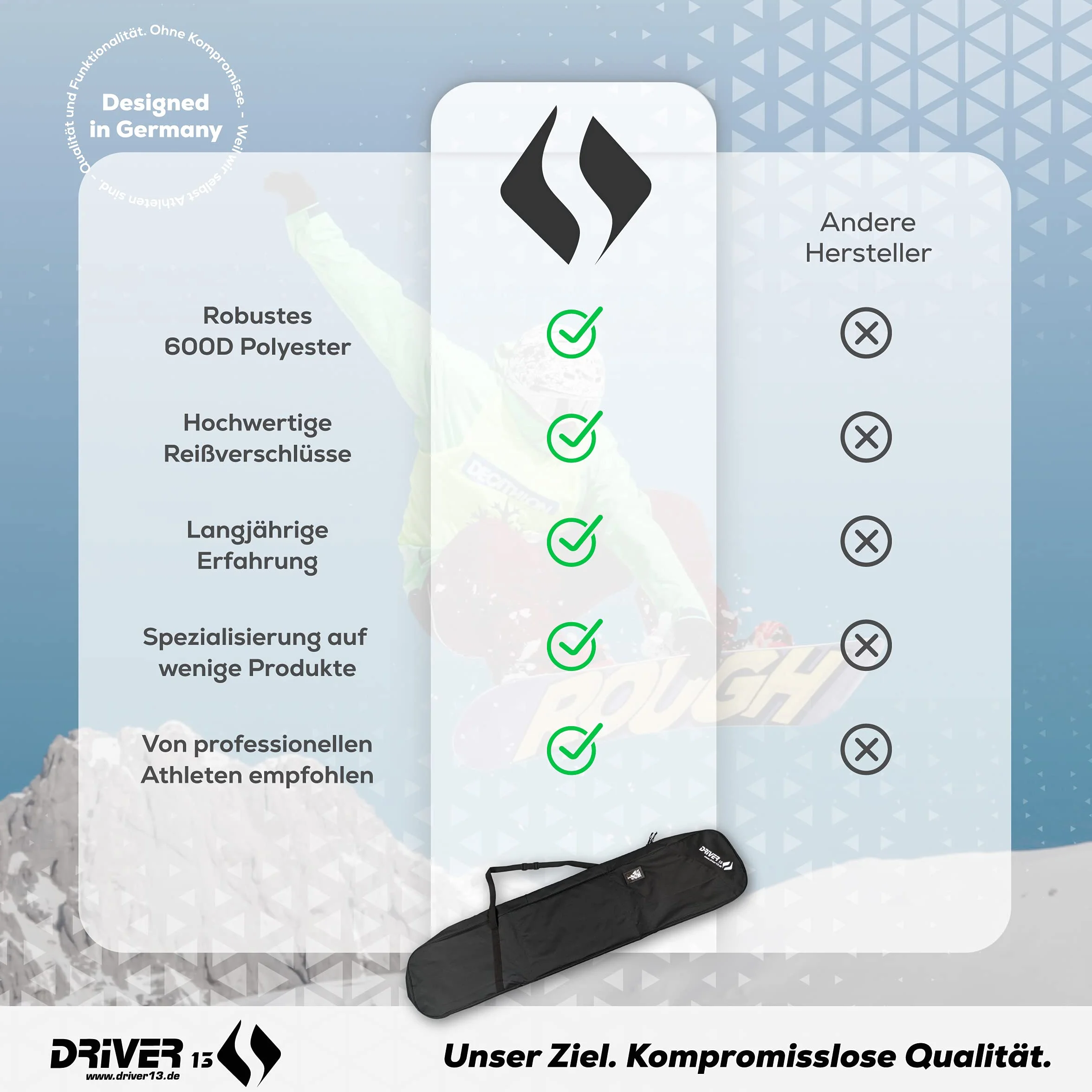 Driver13 Torba snowboardowa, torba snowboardowa, do transportu i przechowywania, zamek błyskawiczny, czarna