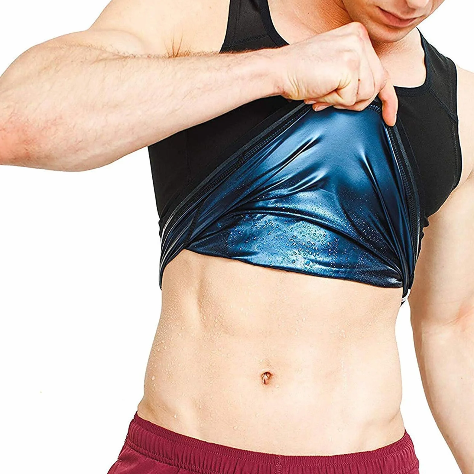 Męska kamizelka do sauna, strój do fitnessu i odchudzania potu, pas wyszczuplający, tank top, koszulka fitness, kamizelka pocąca się