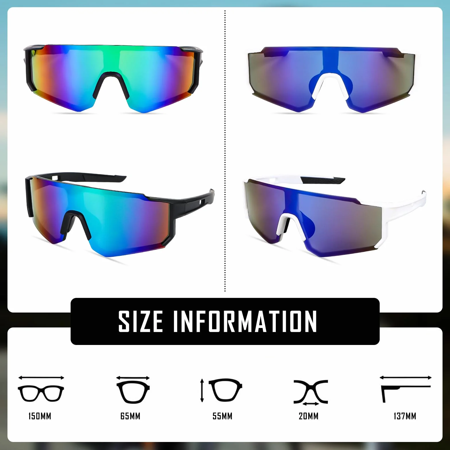 MplehDa Sportowe okulary przeciwsłoneczne, rowerowe, męskie, damskie, 2 pary polaryzacyjnych okularów przeciwsłonecznych, UV 400, wiatroszczelne, ochronne, do aktywności na świeżym powietrzu