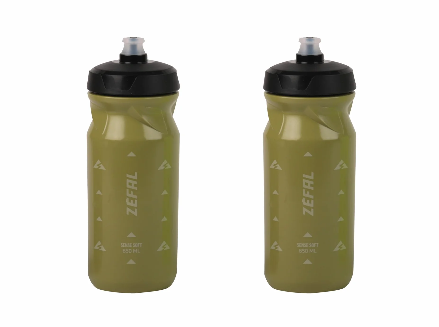 ZEFAL Zestaw Sense Soft 65 Bidon rowerowy i MTB - Zestaw dwóch miękkich i bezwonnych butelek sportowych - kanister na wodę bez BPA - silikonowy smoczek - oliwkowa zieleń, 2 x 650 ml