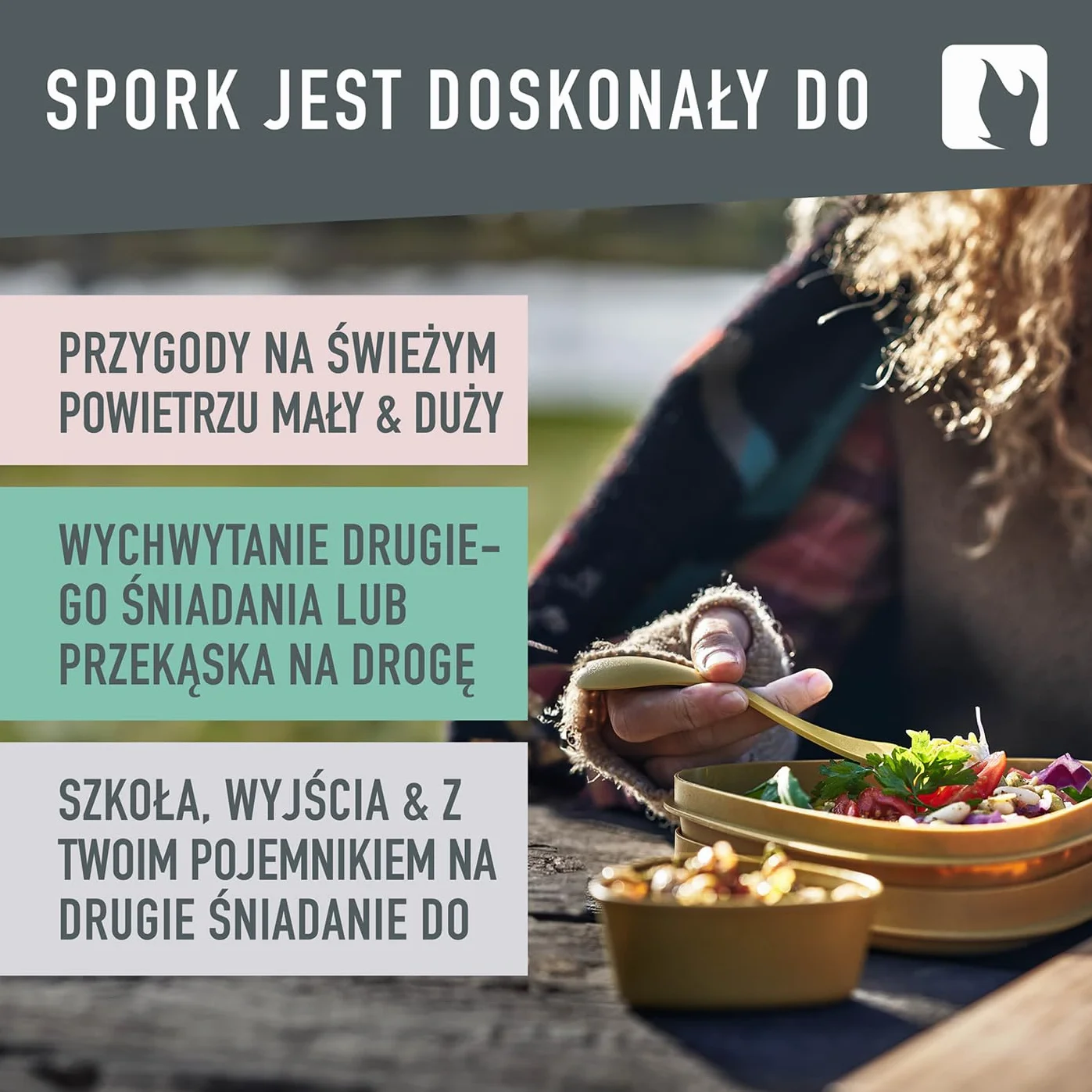 Light My Fire Spork Original 3w1 Łyżkowidelec Sztućce Turystyczne 2pack SageGreen Cream