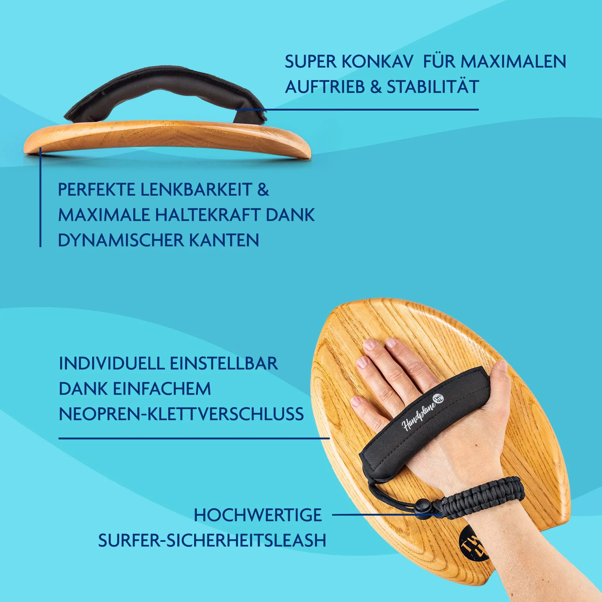 Woodsandwaves Deska surfingowa z twardego drewna odpornego na pęknięcia z torbą Bodyboard Surf Trend z Australii