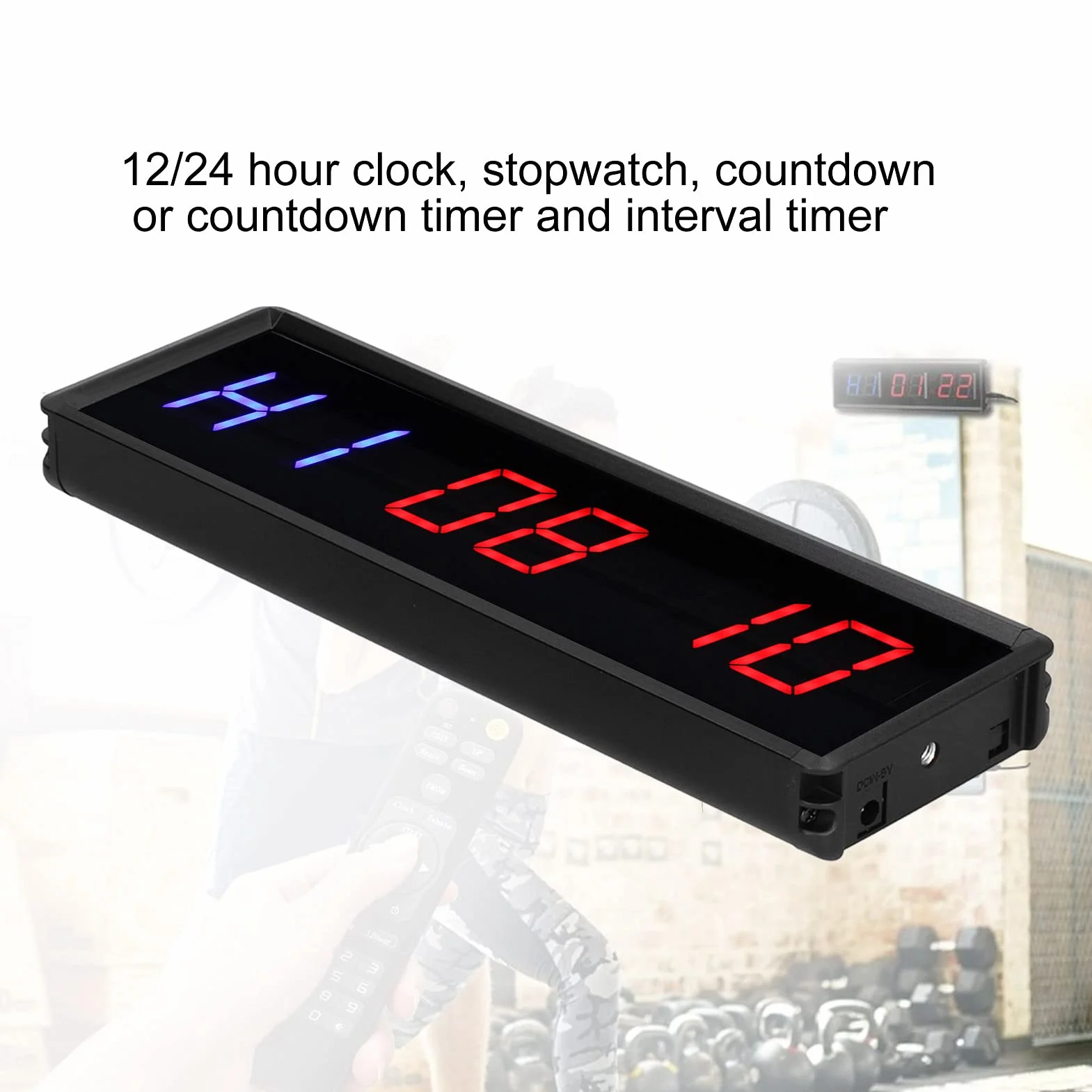 Gym Ultra Clear LED interwałowy timer – Multi Scenes Count Down Up zegar z metalowym stoperem, cyfrowy wyświetlacz, stoper, do treningu na ścianie, z pilotem zdalnego sterowania, do domu, na siłownię