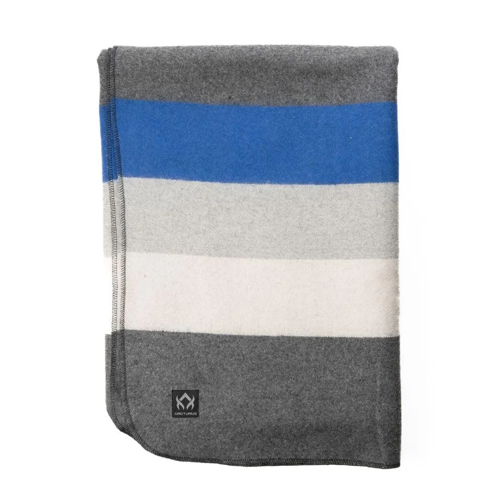 Arcturus Rainier Wool Blanket - 4.5lbs Warm, Heavy, Washable, Large | Great for Camping, Outdoors, Survival & Emergency Kits (White Blue Gray)