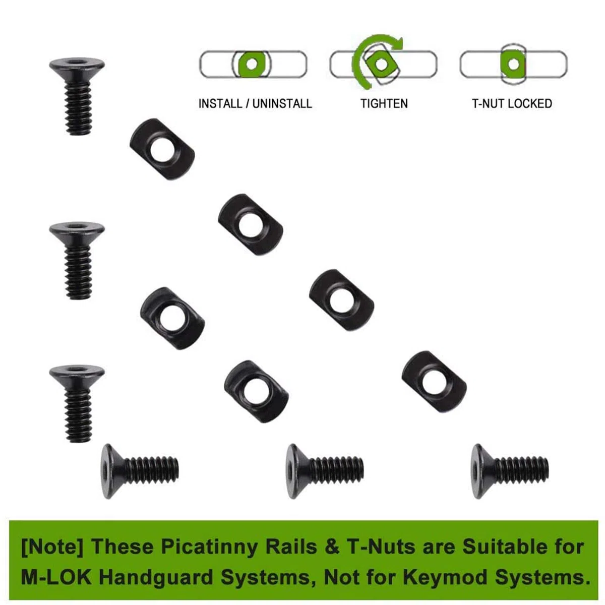 3 Paquets de Rails Picatinny M-L-o-k en Aluminium, 5 Fentes, 7 Fentes, 13 Fentes, Accessoires légers de Section de Rail M-L-o-k Picatinny pour système Compatible M-L-O-K