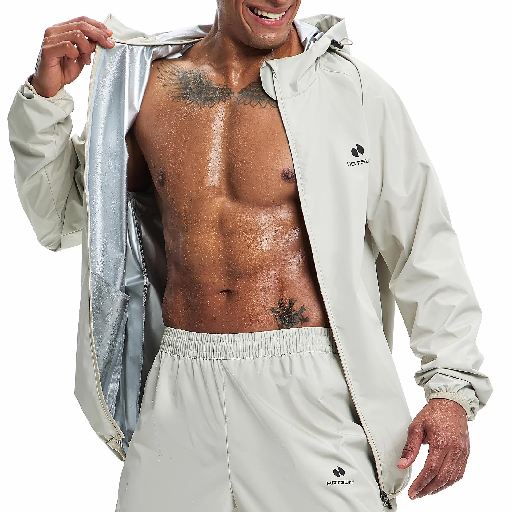 HOTSUIT Herren Sauna Trainingsanzug Reißverschluss Fitness Schwitzjacke czarna