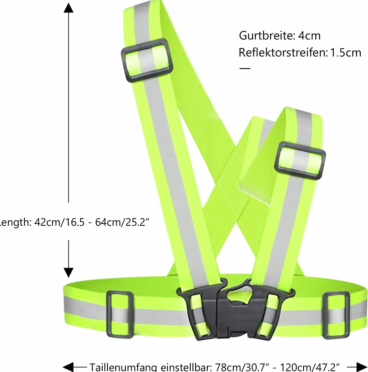 SANTOO 2 Stück Reflektorweste,360° Sicherheitsweste Motorrad Warnweste Reflektierende Weste Elastic Verstellbar Warnweste Erwachsene Kinder für Laufen, Camping, Fahrrad, Motorrad