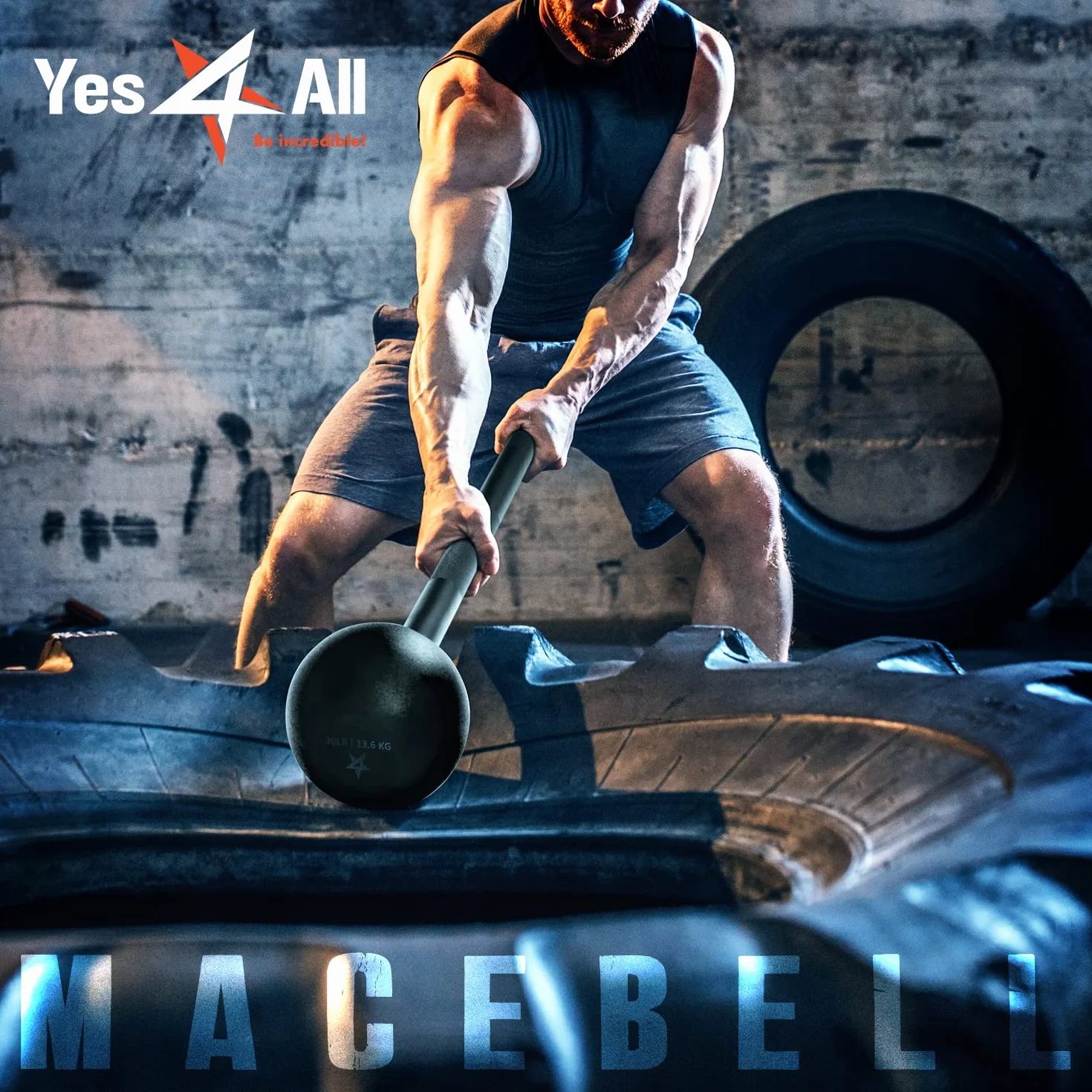 Yes4All Stalowy młot do treningu siłowego 2,3/3,2/4,5/6,8/9/11,3/13,6 kg