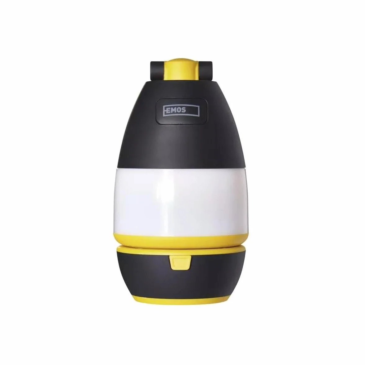 EMOS - Wielofunkcyjna lampa kempingowa LED – przenośna – 3 rodzaje światła – 215 lm, maks. 305 m – 3 tryby świecenia – 90 godzin – zasilanie bateryjne (3 x AA) – do użytku na zewnątrz – czarno-żółta