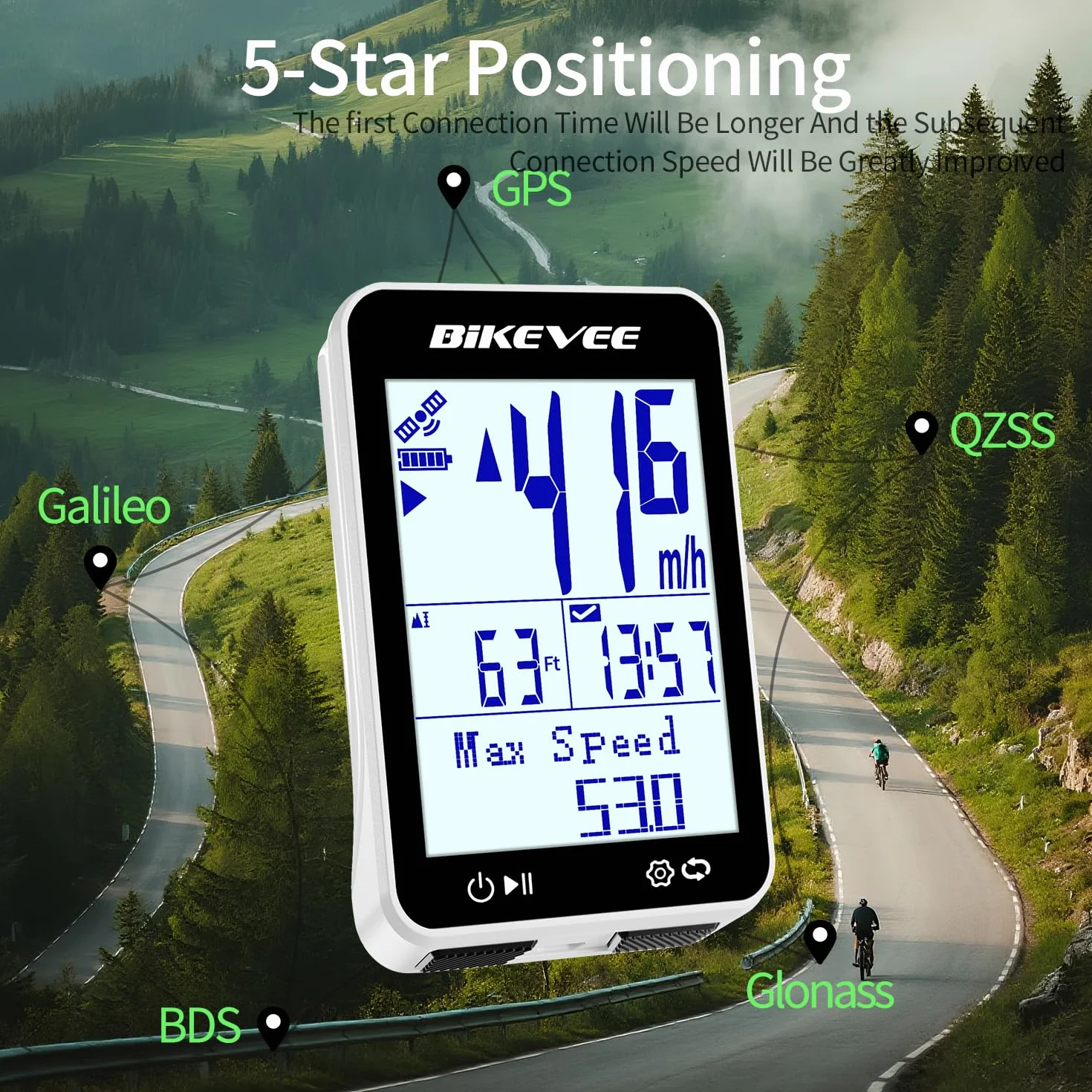 Bezprzewodowy komputer rowerowy IPX7, 6.1 cm LCD prędkościomierz MPH km/h