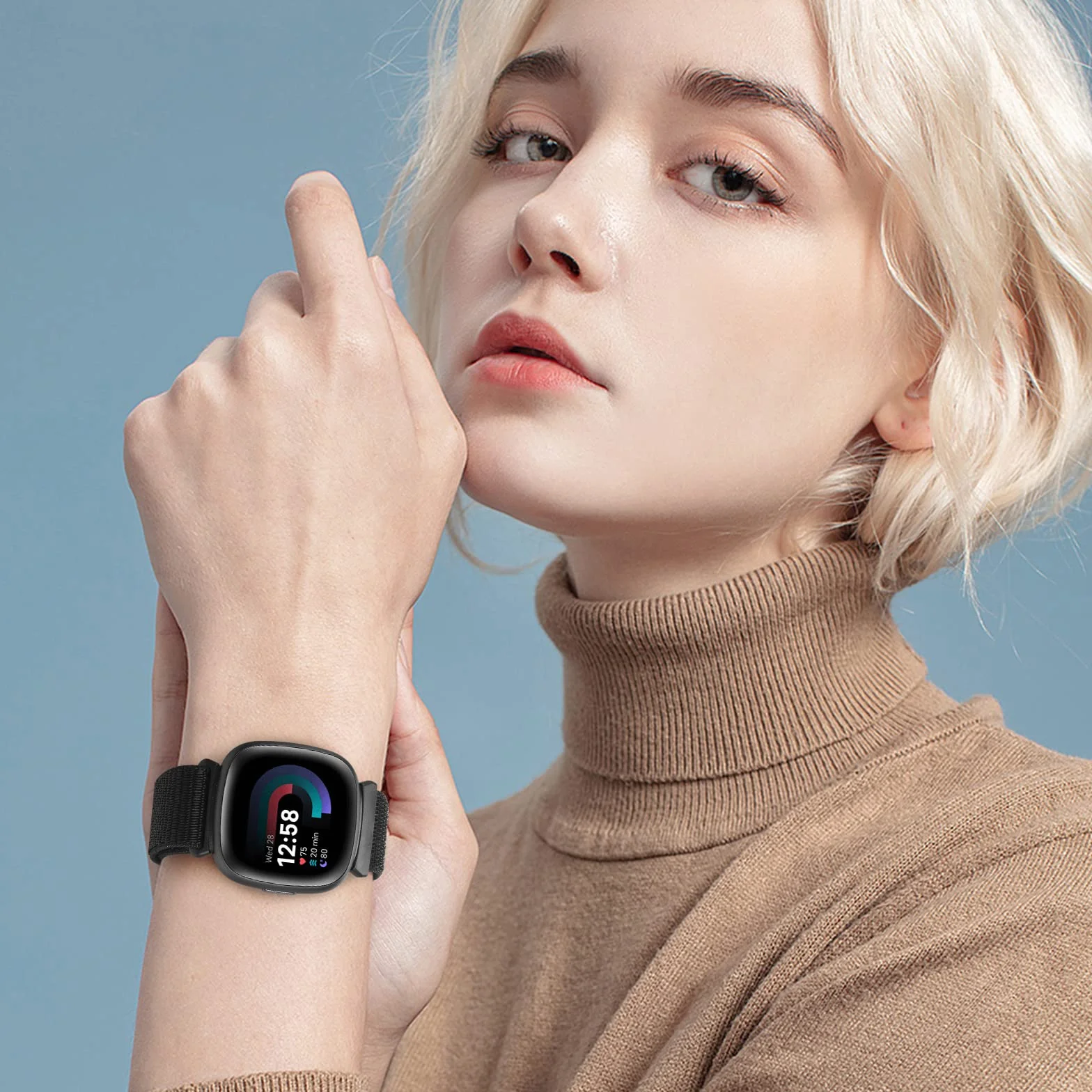 Runostrich Pasek kompatybilny z Fitbit Sense/Fitbit Versa 3, miękki, oddychający, regulowany, nylonowy pasek zastępczy, dla mężczyzn i kobiet