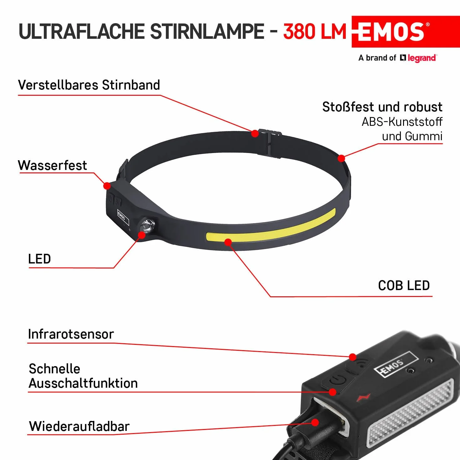 Emos P3541 Czołówka 380 lm Czarny