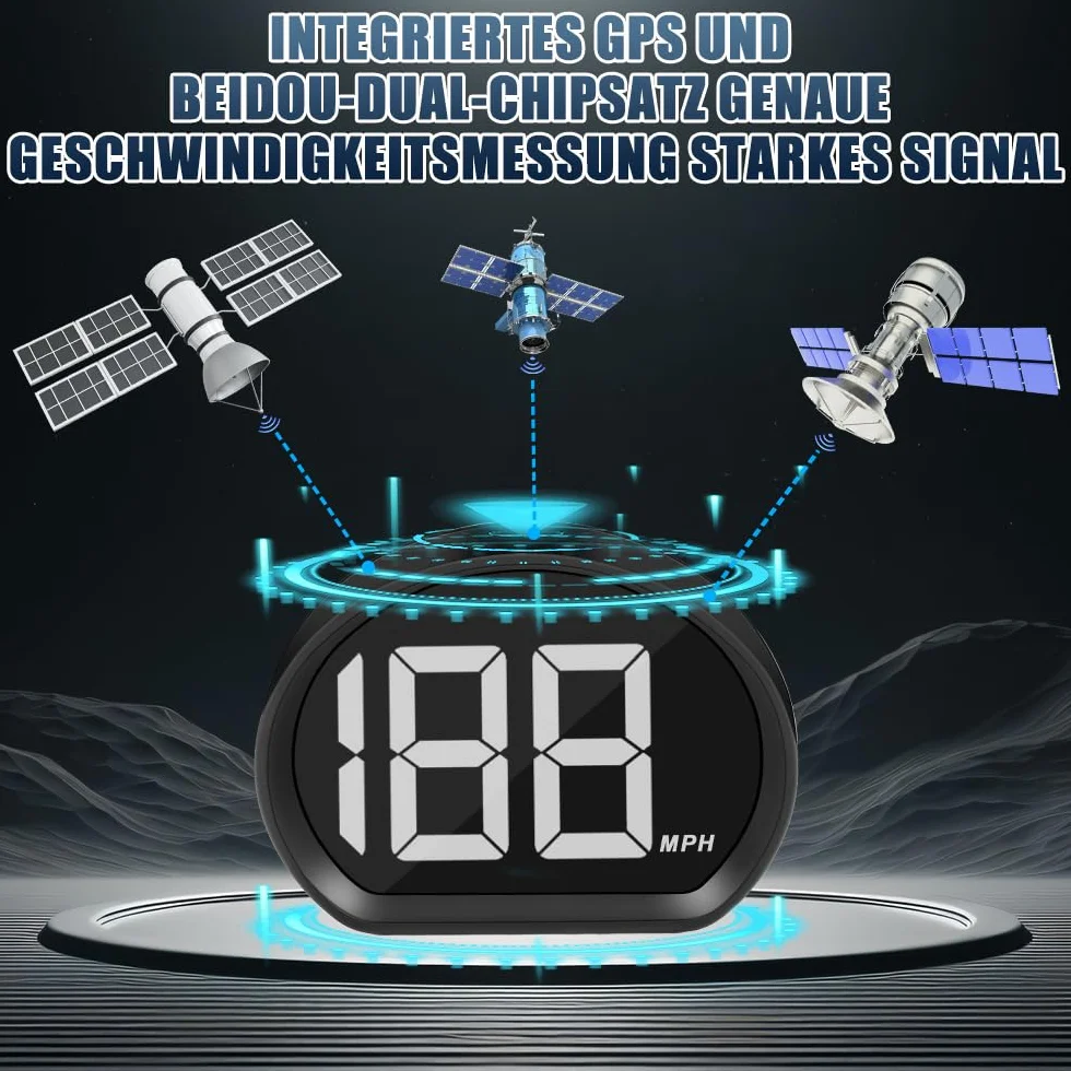Cyfrowy speedometr, GPS tachometr HUD, cyfrowy miernik prędkości samochodu, duży wyświetlacz czcionki, zasilany przez USB, GPS, Beidou, podwójny chip do wszystkich pojazdów, przyłącze (biały
