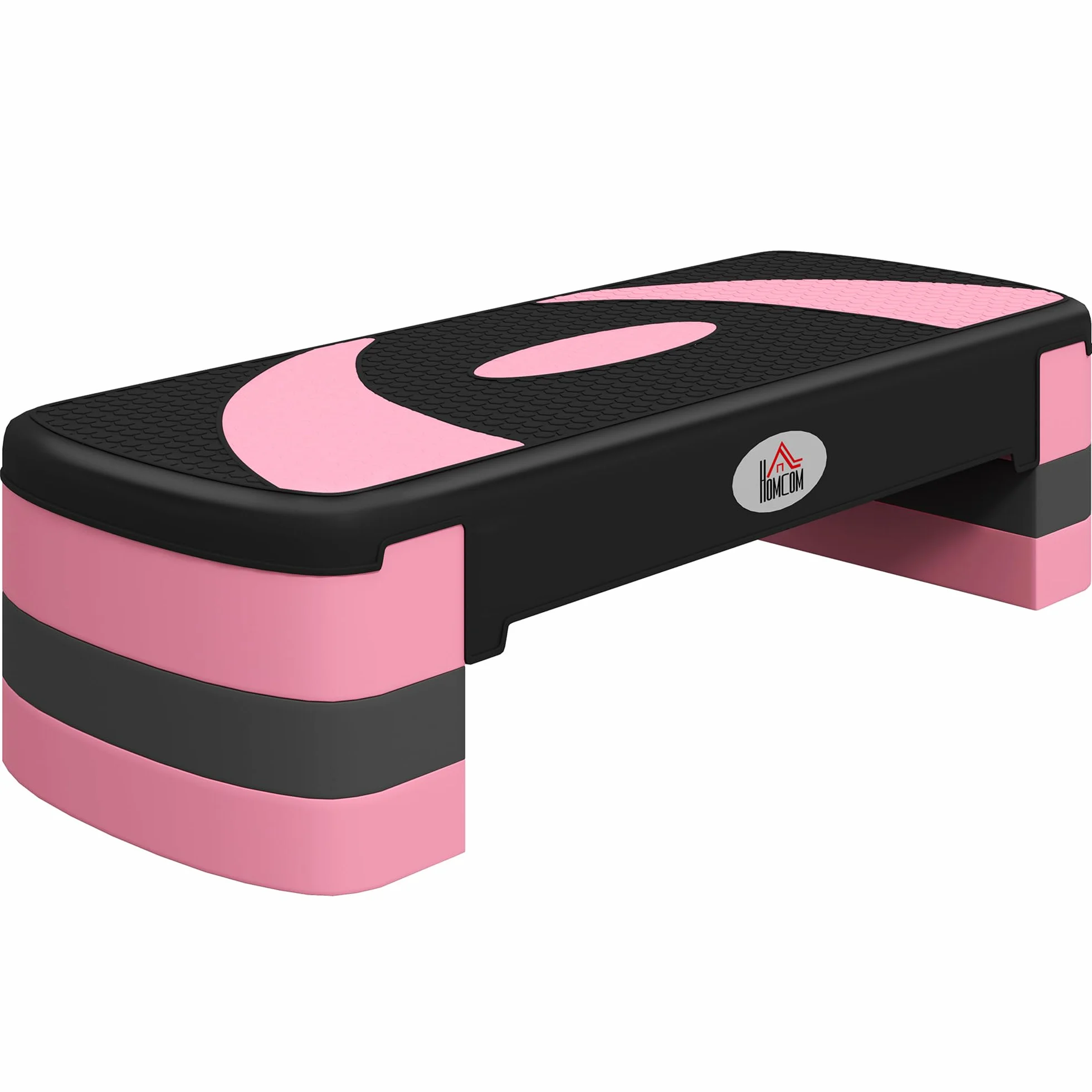 HOMCOM Stepper stepper z regulacją wysokości, z powłoką antypoślizgową, 3 stopnie (10/15/20 cm), antypoślizgowy, do domu, studia fitness, biura, tworzywo sztuczne