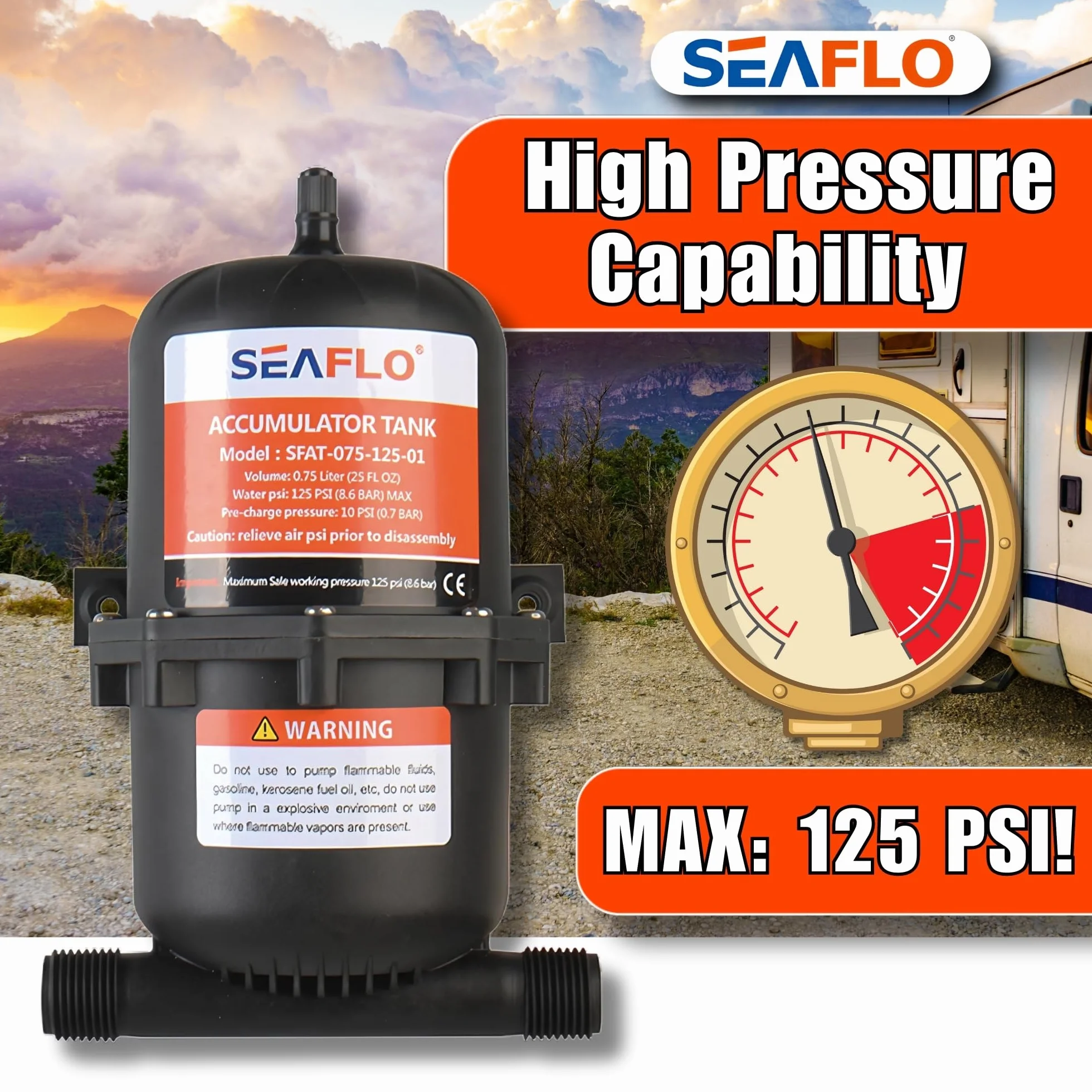 Seaflo Zbiornik akumulatora ciśnieniowego 0,75/1,0 litra