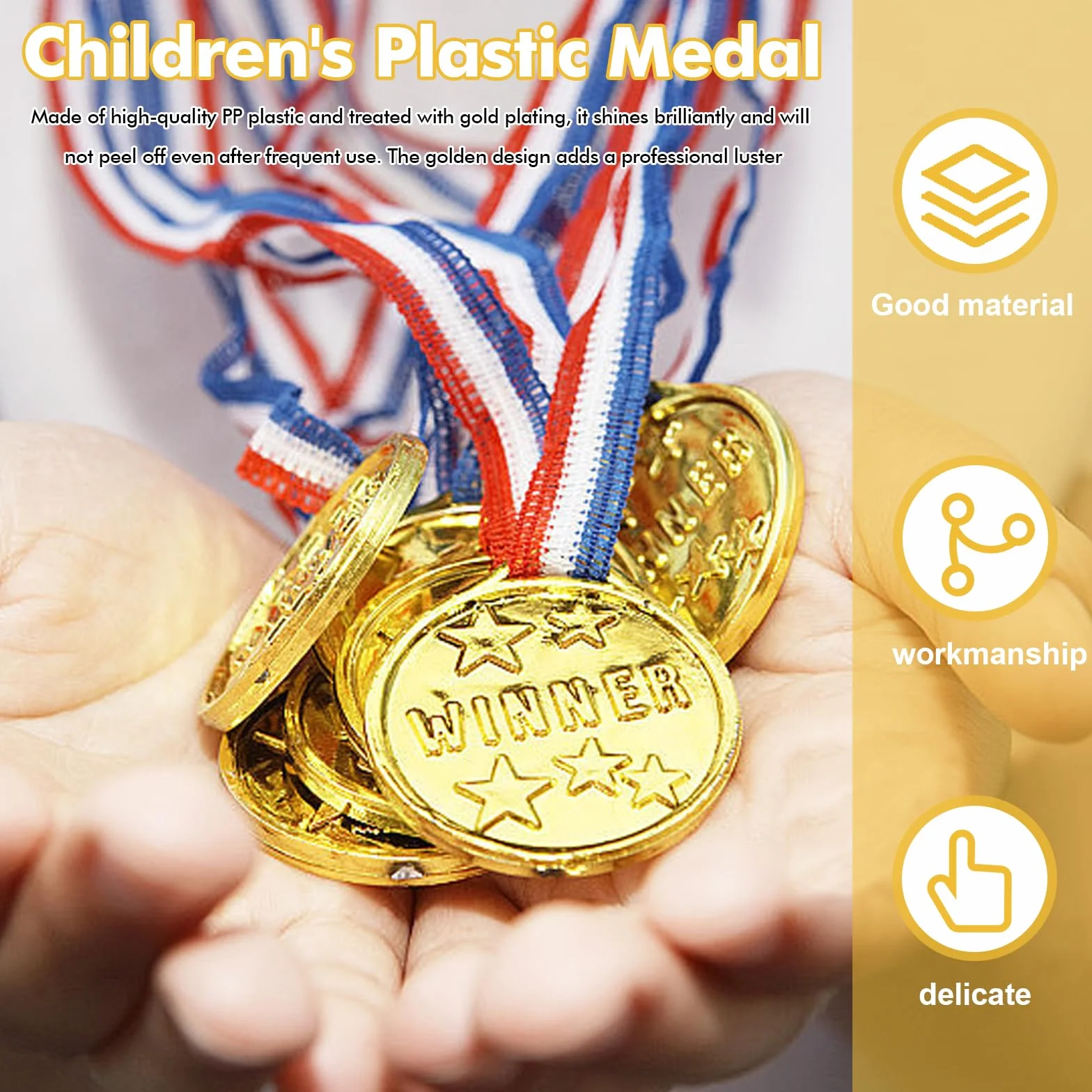 100 sztuk medali sportowych: medale zwycięzcy, zestaw medali dla dzieci, złote medale dla dzieci, super medale, pamiątki z gier urodzinowych dla dzieci, cade