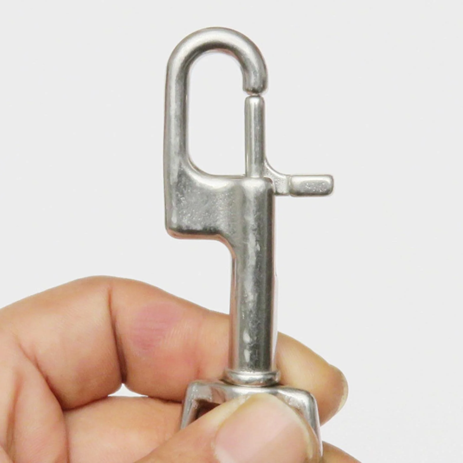 Obrotowy karabińczyk ze stali nierdzewnej do nurkowania, akcesoria narzędziowe, 90 mm, srebrny