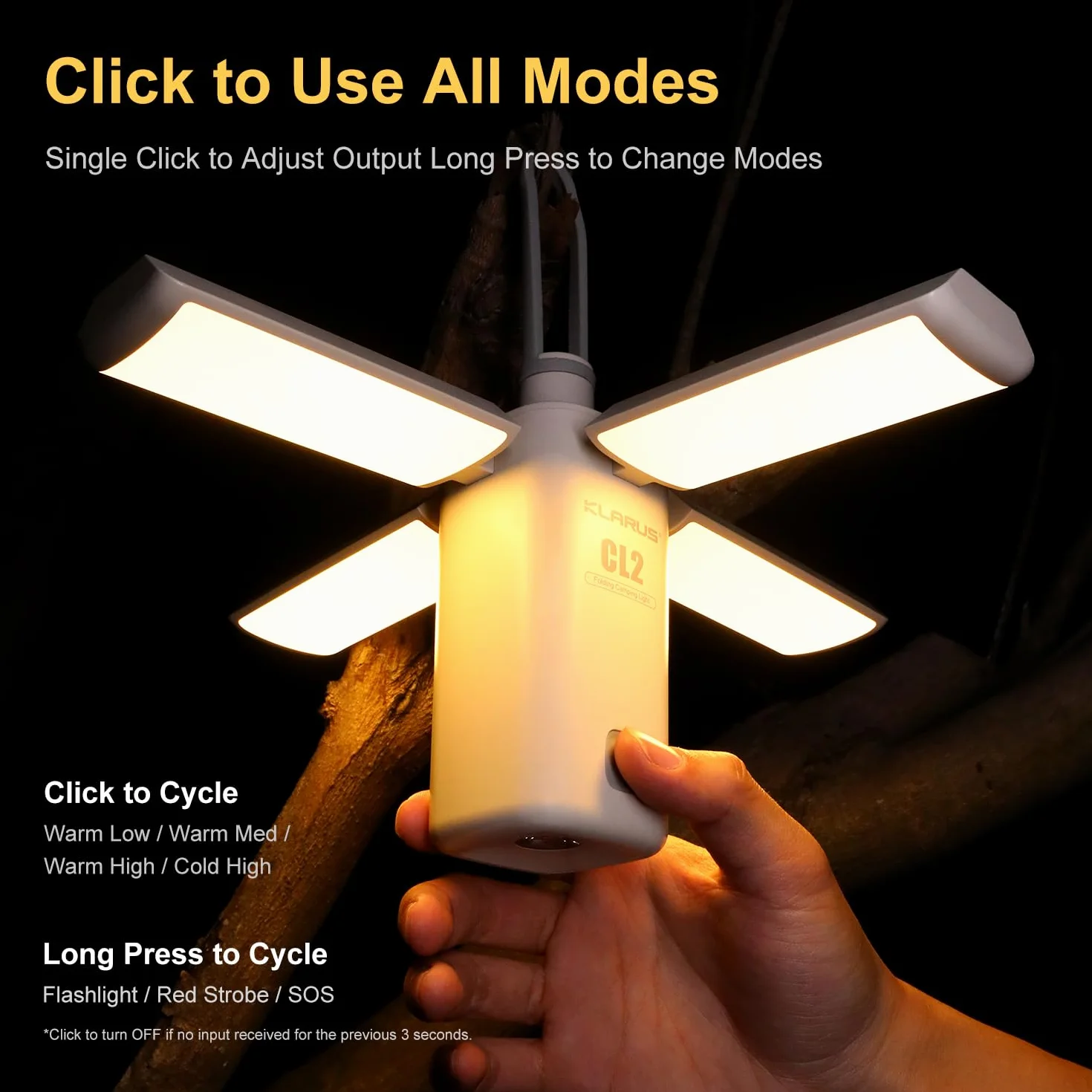 KLARUS CL2 Wielofunkcyjna latarnia kempingowa, ładowalna lampa kempingowa 10000 mAh, składana lampa kempingowa 750 lumenów z 8 trybami światła, wodoodporna latarnia LED IPX5 do namiotów na zewnątrz