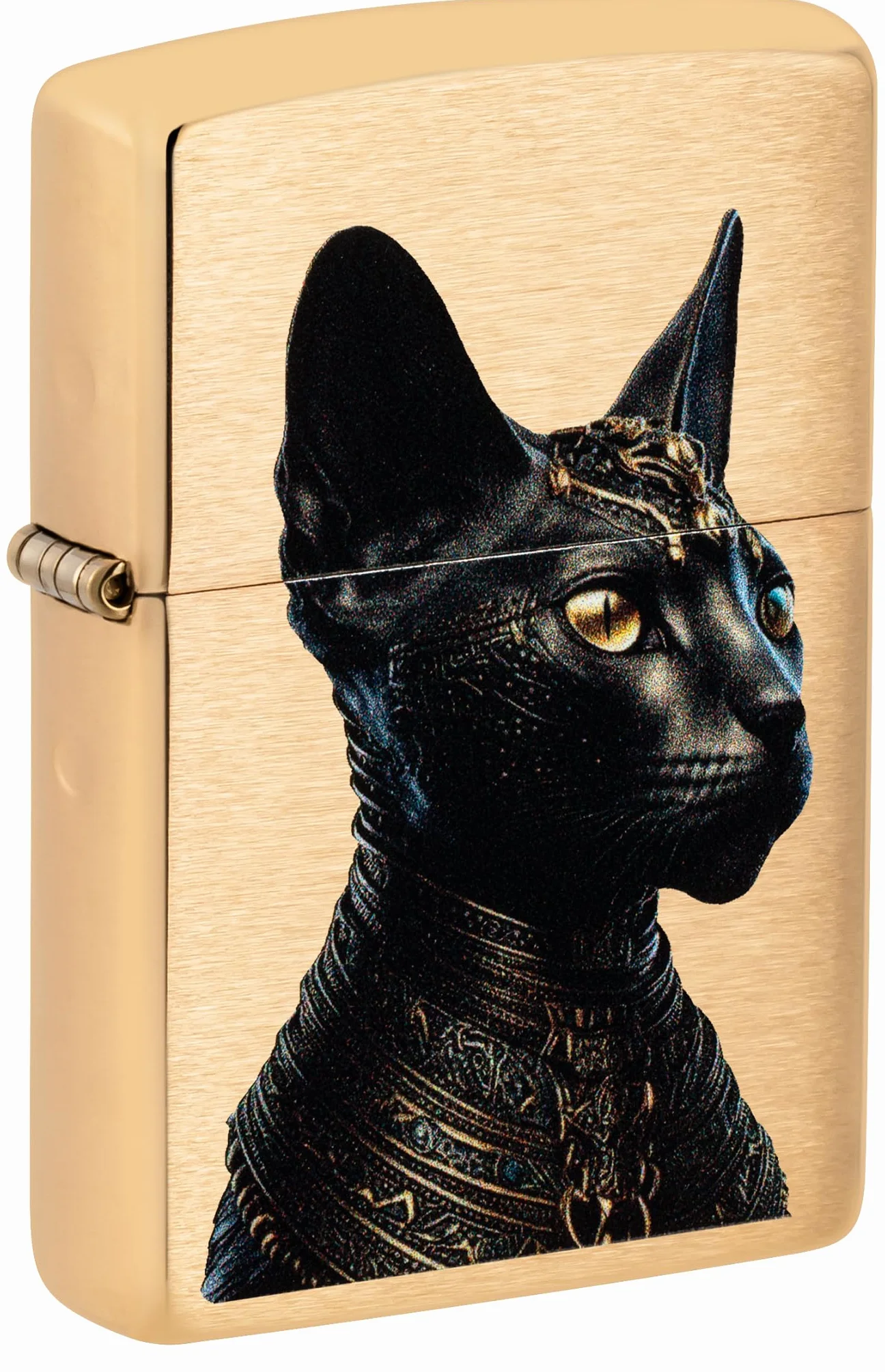Zippo Egyptian Cat Zapalniczka Sztormowa, Szczotkowany Mosiądz, Wiatroodporna, Wielokrotnego Użytku