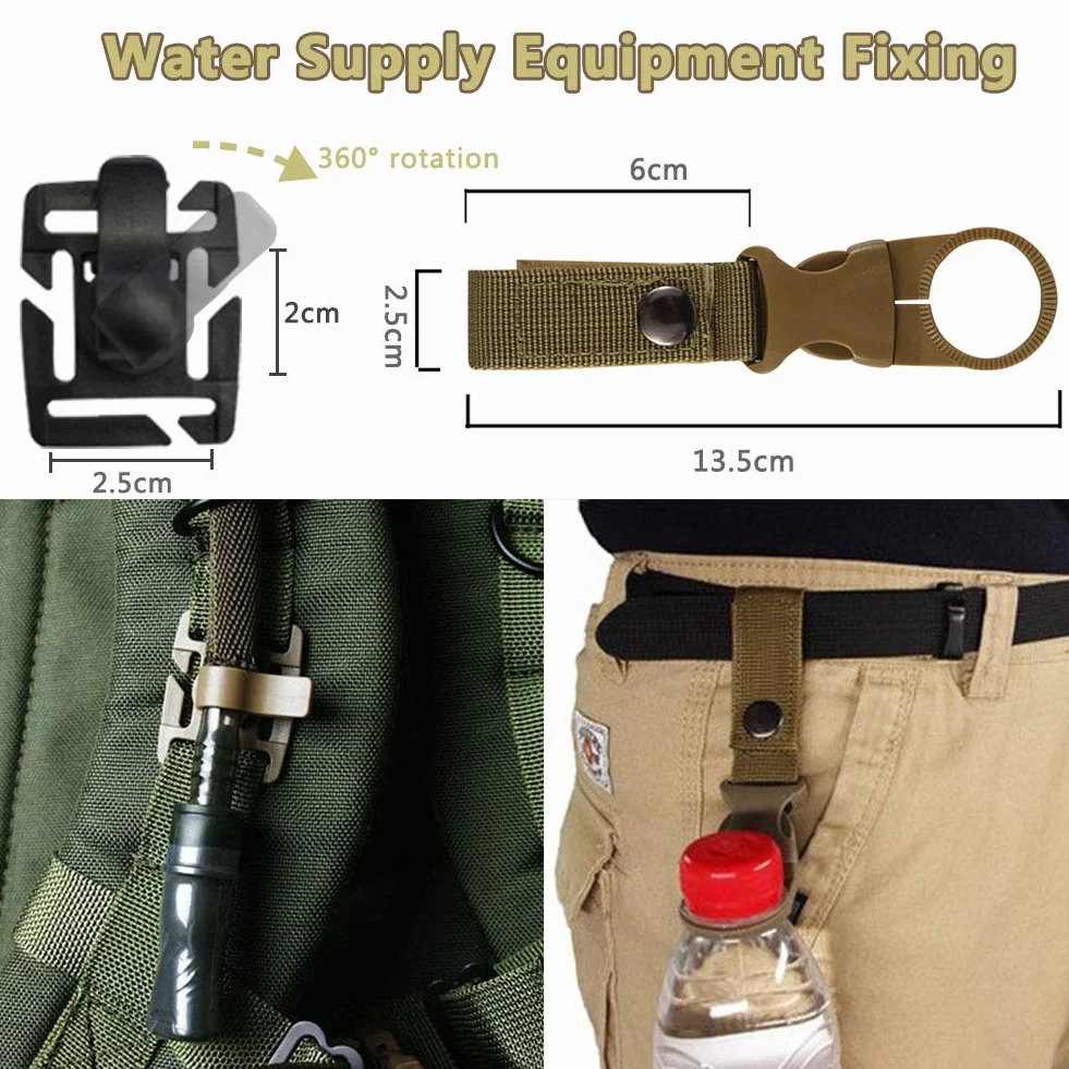 Zestaw taktycznych klipsów Molle do taktycznego plecaka, torby, pasa kamizelkowego, nylonowy uchwyt na brelok, hak blokujący D-ring, wiszący haczyk na butelkę wody, klips do rurki, dominator, 48 szt.,