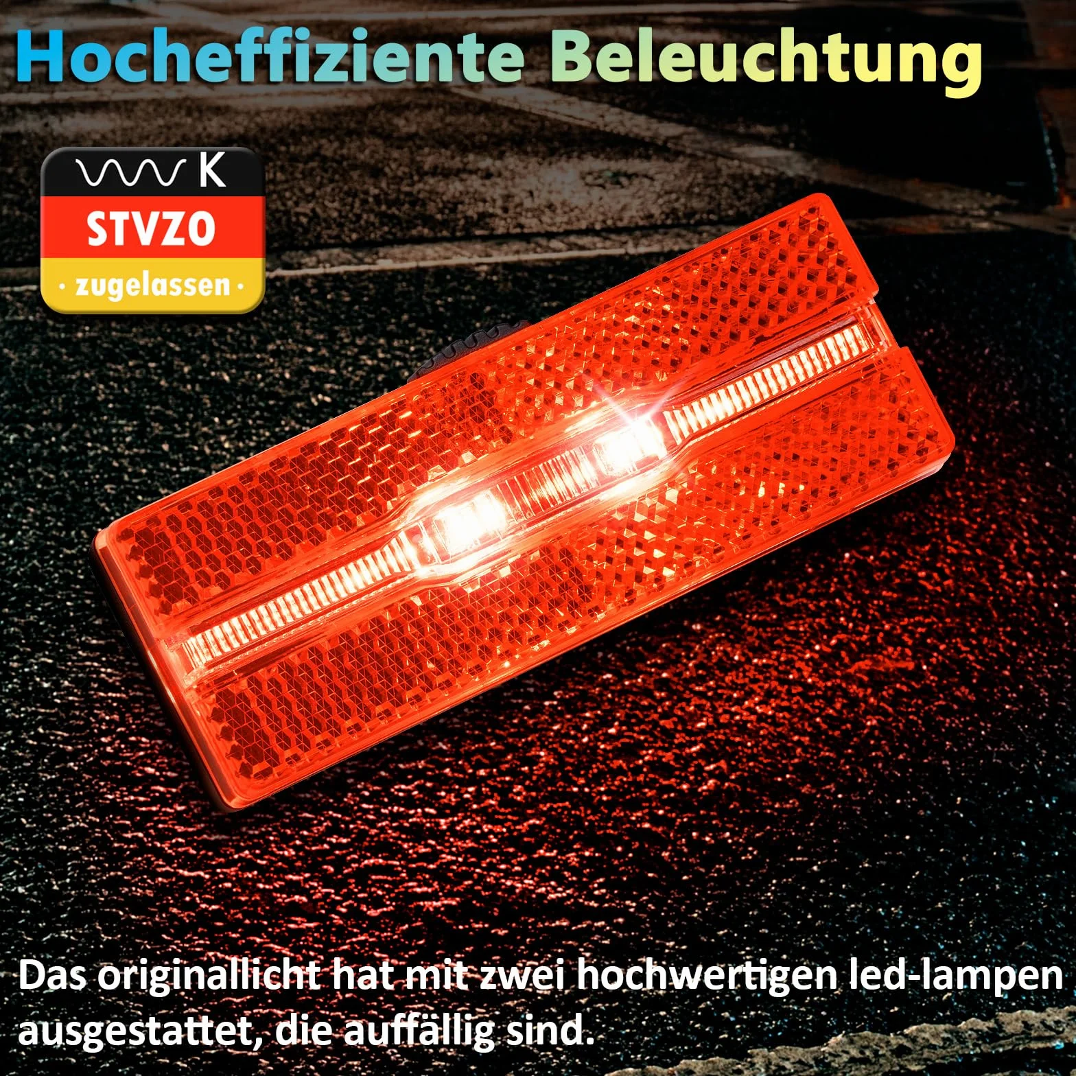 Światło LED do bagażnika rowerowego z reflektorem, dopuszczone do ruchu drogowego (obowiązują przepisy lokalne), tylne światło LED do jazdy na rowerze, bezpieczeństwo