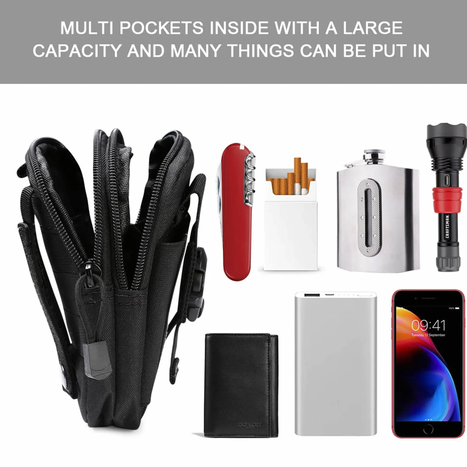 flintronic 1 szt. / 2 szt. Taktyczna torba na talię, torba na pasek taktyczny wojskowy kompaktowy 1000D nylon do małych narzędzi wielofunkcyjny telefon komórkowy na zewnątrz sport piesze wycieczki i