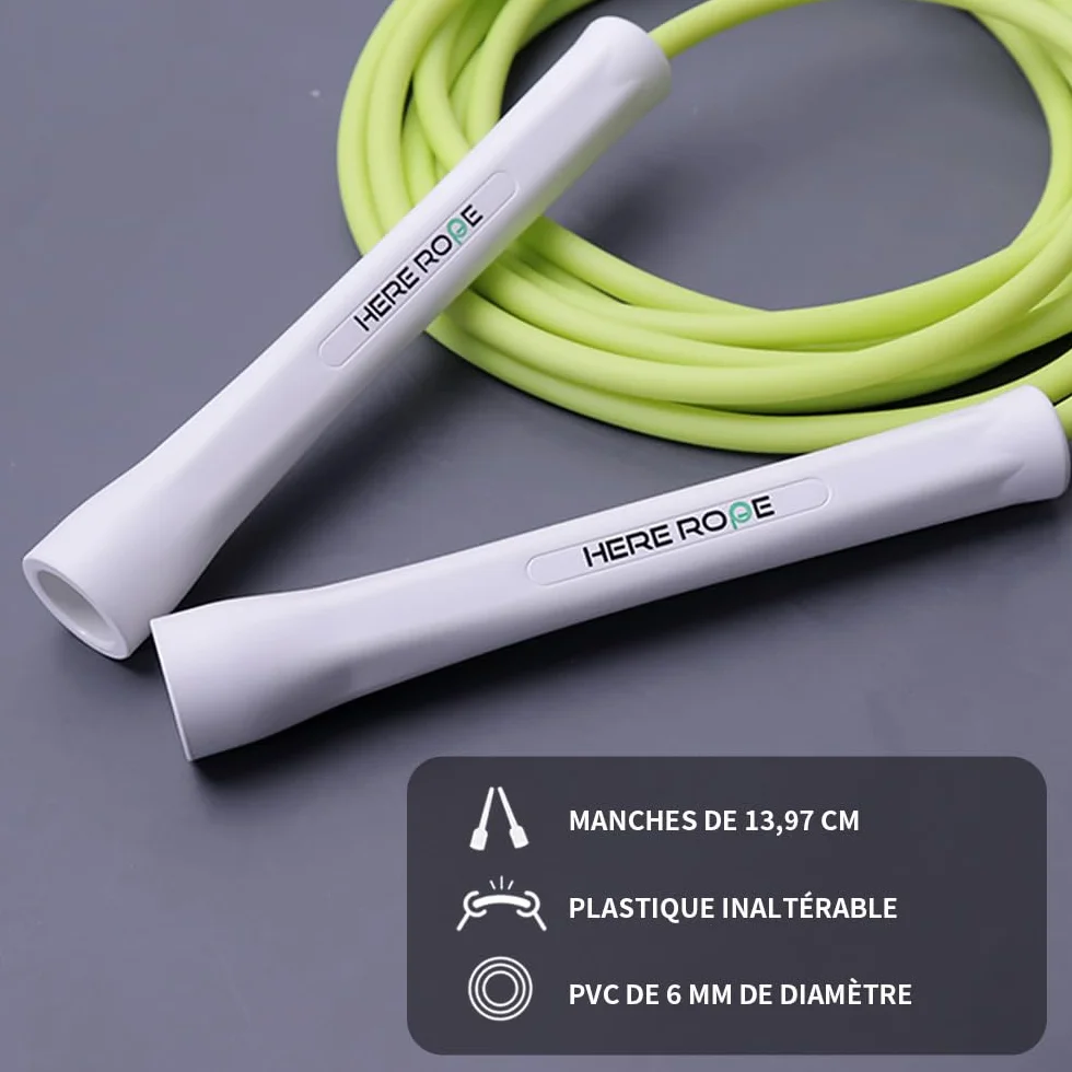 Hererope Skakanka z PCW 6 mm dla mężczyzn i kobiet, fitness, prędkość, triki, trening cardio, 3,1 m, skakanka z nietłukącymi się uchwytami i linką bez węzłów